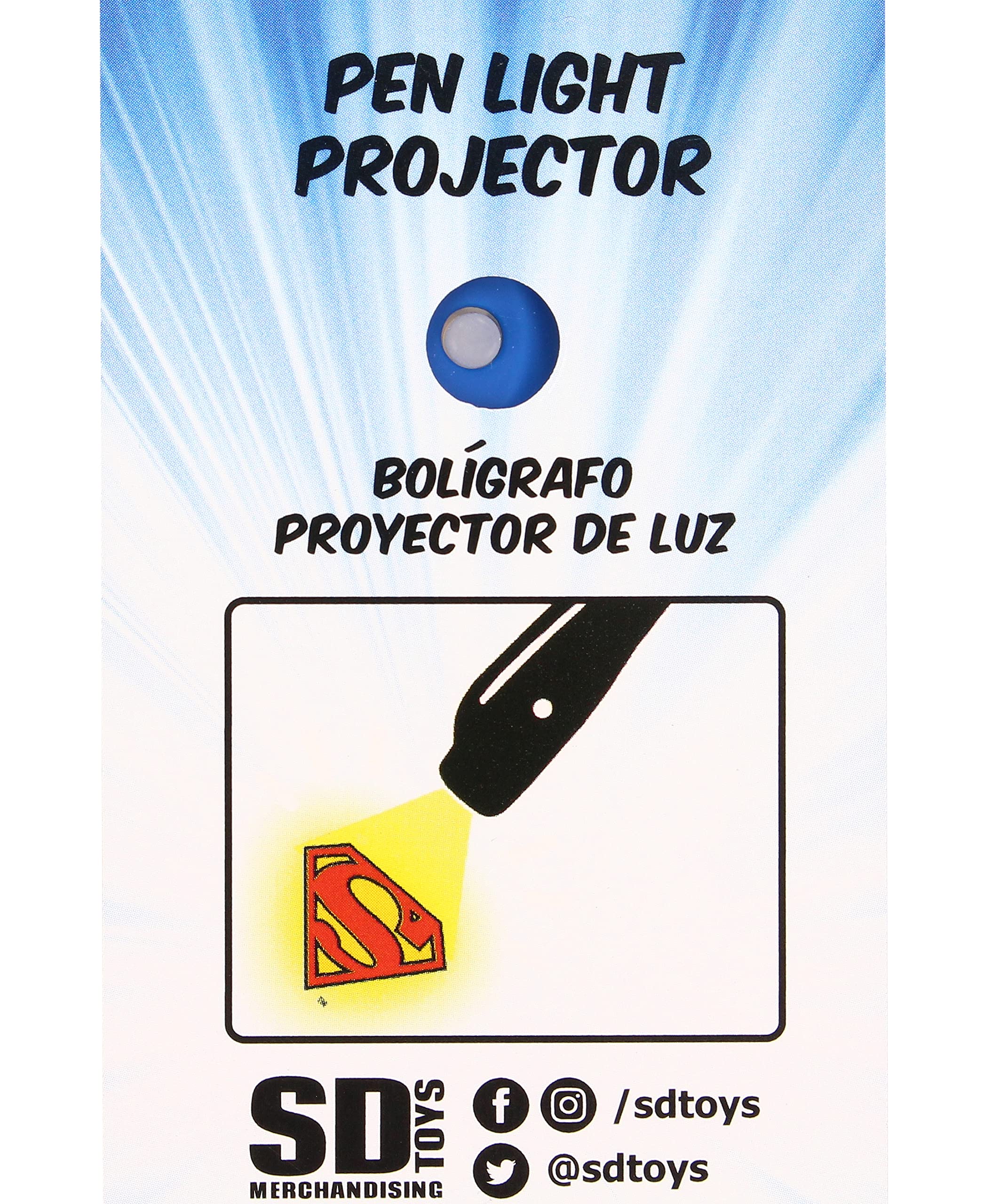SD Toys DC Universe Light-Up Superman Logo Pen - Glow in The Dark Collectible Writing Instrument for Fans, Gifts & Comic Book Enthusiasts - Perfect for School, Office & Cosplay Events
