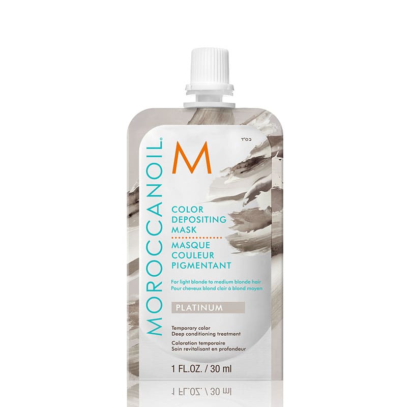 Moroccanoil Platinum Color Depositing Hair Mask - Deep Conditioning Treatment for Blonde, Silver & Gray Hair - Salon-Quality Toning & Hydration for Home Use