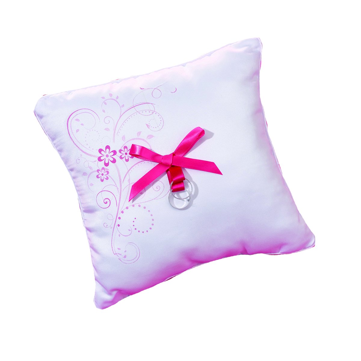 Lillian Rose Floral Wedding Ring Pillow - 8 Inch Pink Silk Bridal Ring Bearer Pillow for Ceremonies, Vows & Romantic Proposals