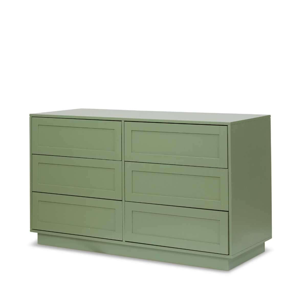 Eros Six-Drawer Dresser in Sage Green - Stylish Storage Solution for Bedroom, Living Room, or Nursery Organization