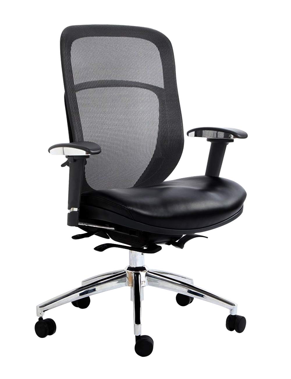 Ergonomic Office Chair with Adjustable Back Support & Armrests - Mesh Computer Desk Chair with Swivel & Seat Sliding Function - Black - Perfect for Home Office, Gaming & Workspace Comfort