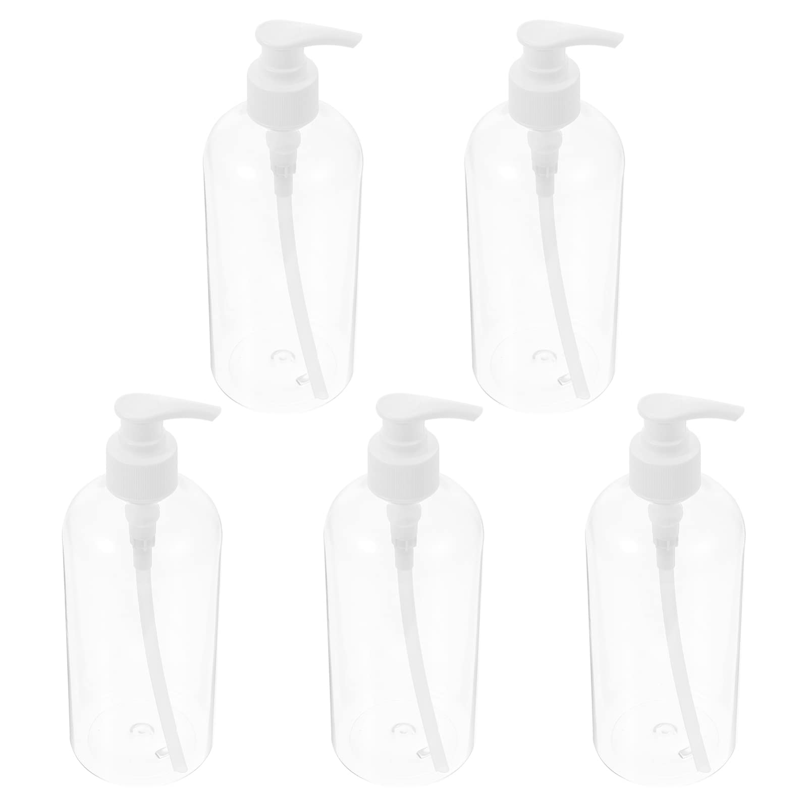 5pcs Transparent Press-Type Empty Bottles with Pump for Pet Shampoo, Shower Gel & Lotion - Bathroom Liquid Containers for Dog Grooming, Travel & Home Use