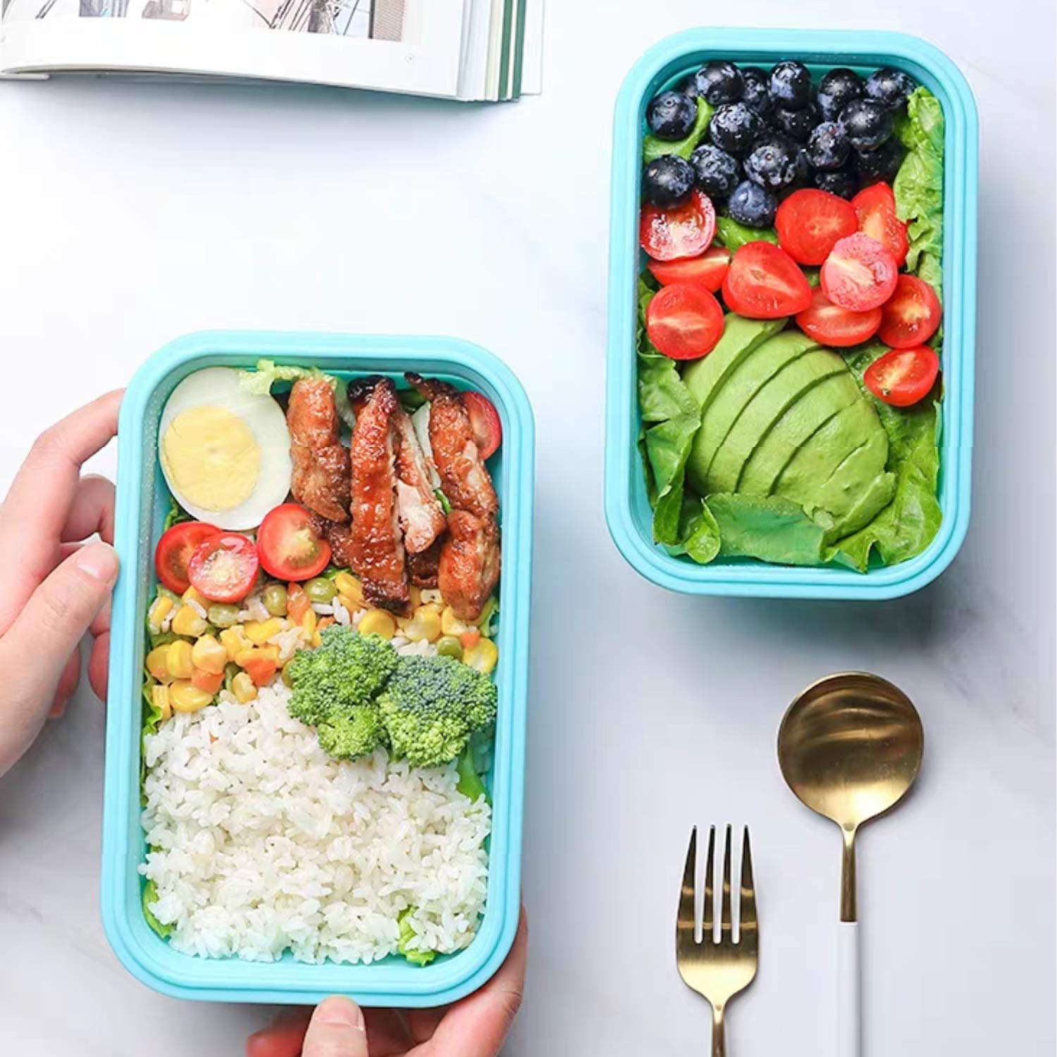CCyanzi 4-Pack Collapsible Silicone Food Storage Containers with Airtight Lids - Microwave & Freezer Safe, Space-Saving Bowls for Camping, Picnics, Meal Prep & Kitchen Organization