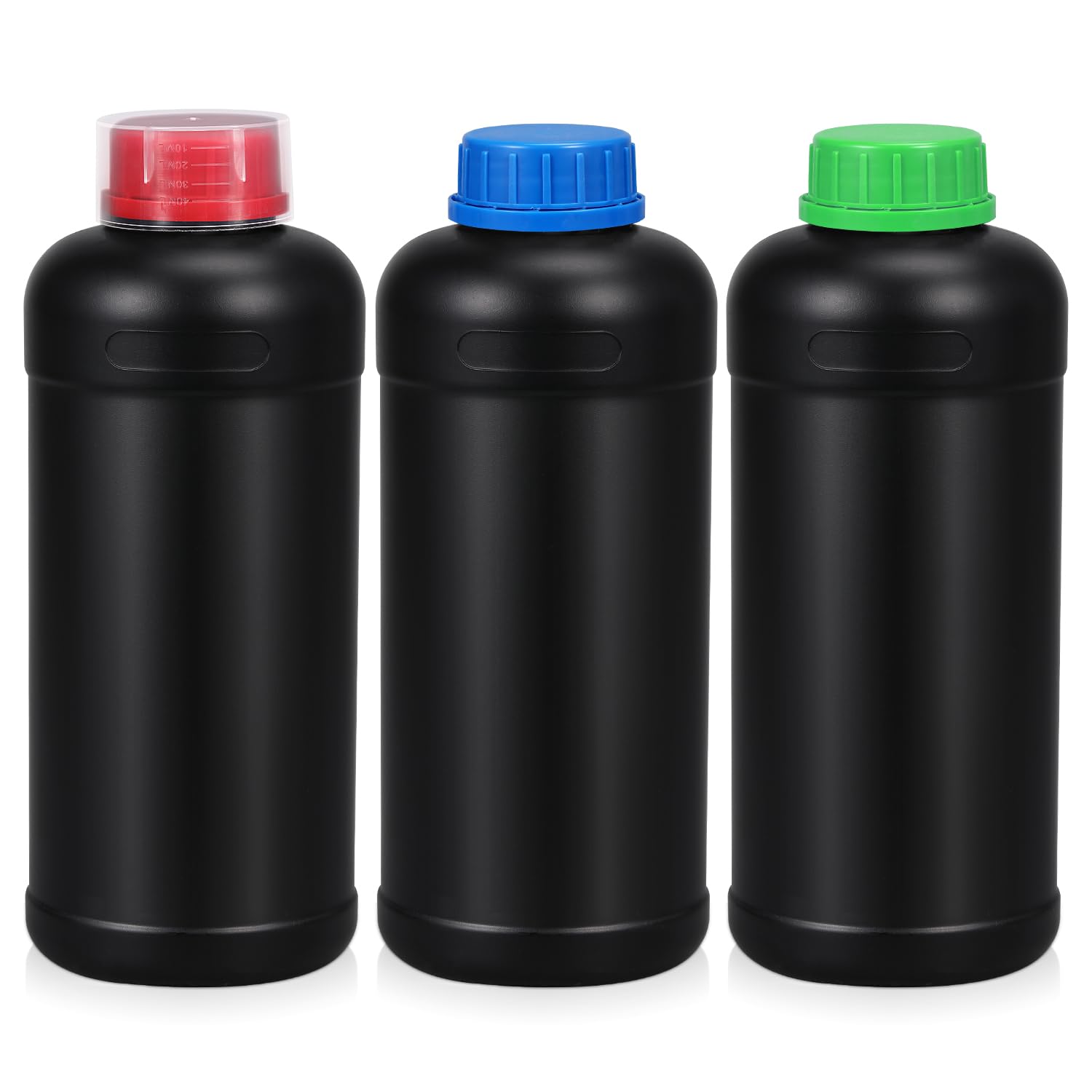 33.8oz/1000ml HDPE Darkroom Chemical Storage Bottles - 3 Pack Lightproof Photographic Plastic Containers with Secure Lids for Film Developing, Photo Processing, Laboratory Use & Chemical Storage