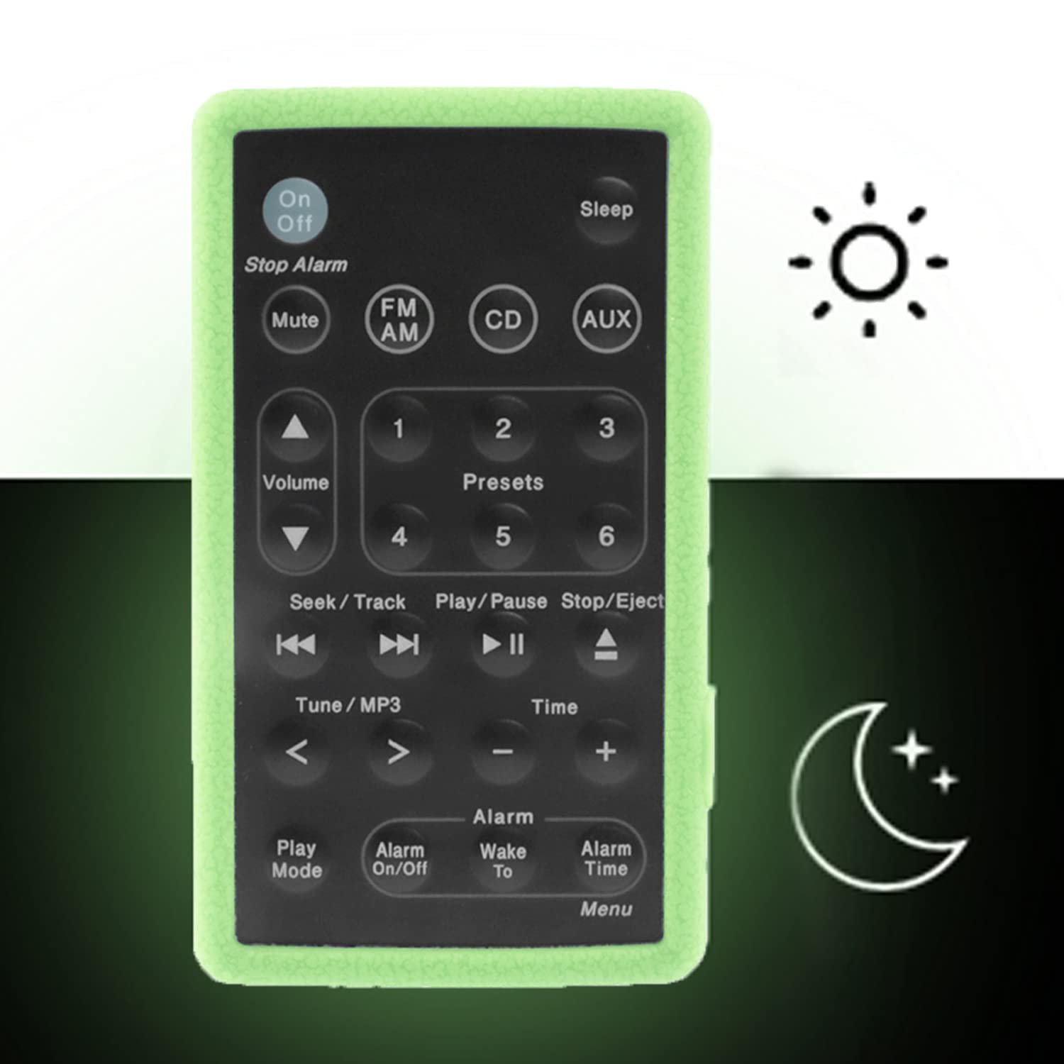 Bose SoundTouch Music System Remote Control Cover - Shockproof, Anti-Slip Silicone Case with Lanyard (Glow in Dark Green) | Washable & Skin-Friendly Protection for Bose Radio/CD Remotes | Perfect for Home Theater, Music Listening & Entertainment Systems