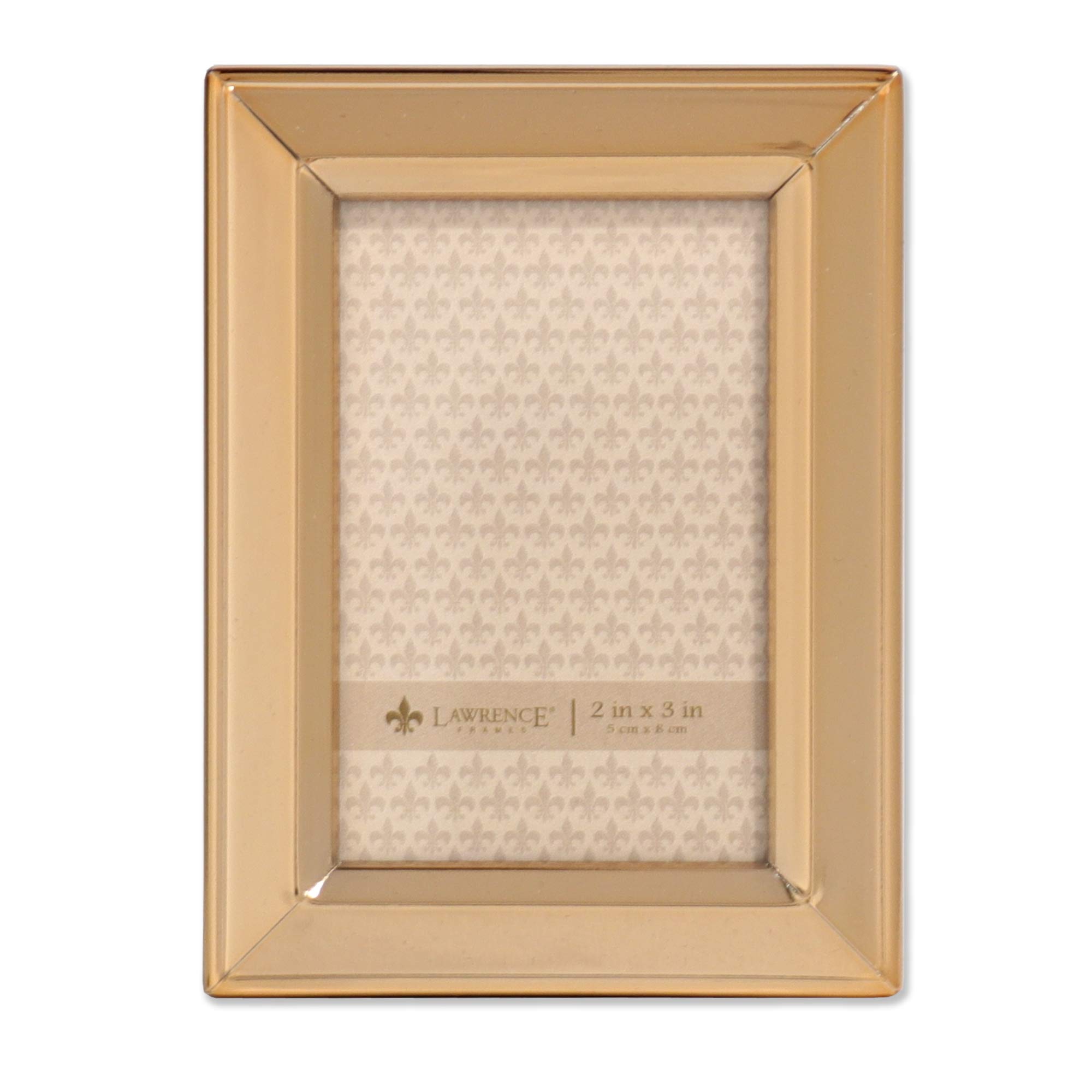 Lawrence Frames 2x3 Inch Gold Metal Classic Bevel Picture Frame - Perfect for Wall Decor, Tabletop Displays, and Photo Gifts