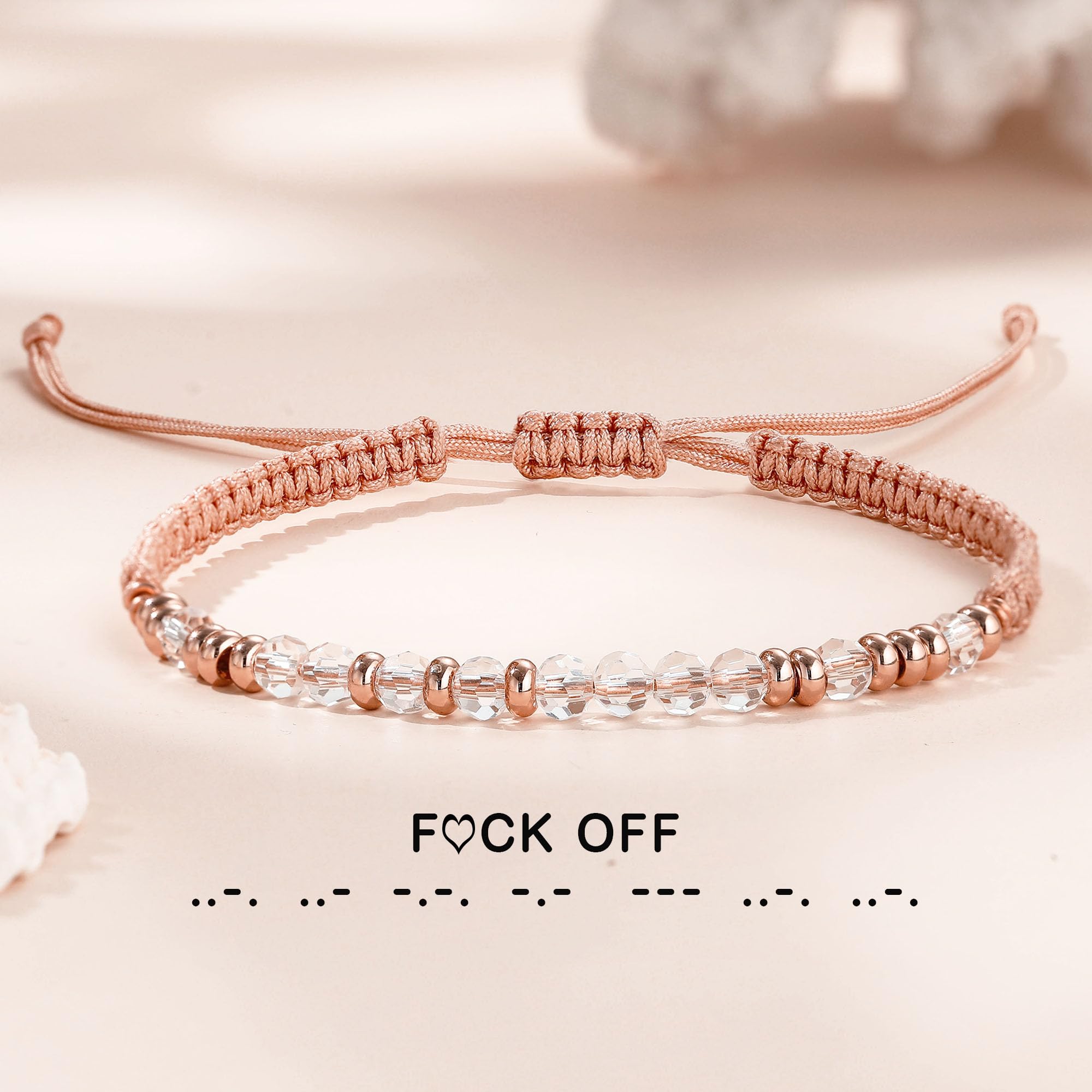 Btysun Morse Code Bracelets for Women - Inspirational Pink Braided Friendship Jewelry | Best Friend Birthday Gift, High School Graduation Present, Christmas Stocking Stuffer for Teens & Moms | Perfect for Daily Wear, Special Occasions & Meaningful Gifting