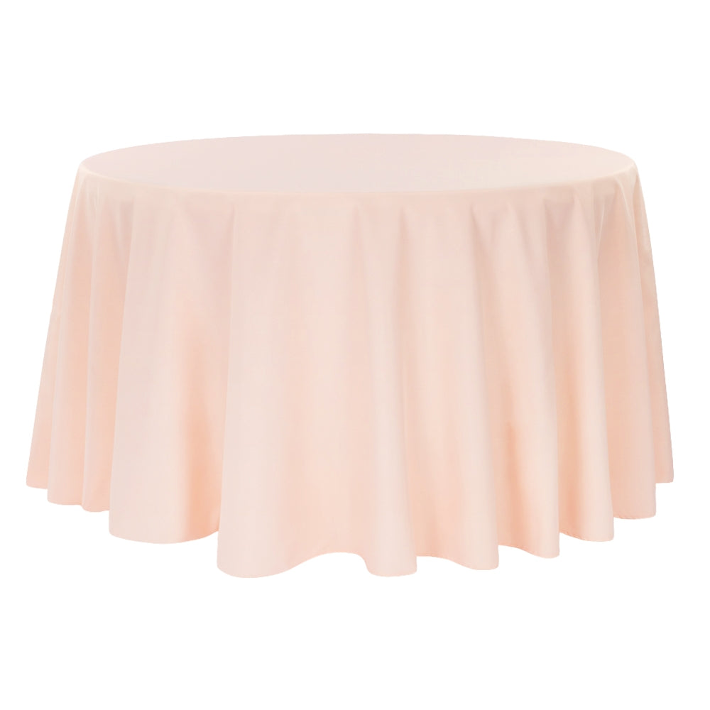 Premium Round Polyester Tablecloth 132 Inch - Elegant Blush Pink for Wedding, Party, and Dining Decor