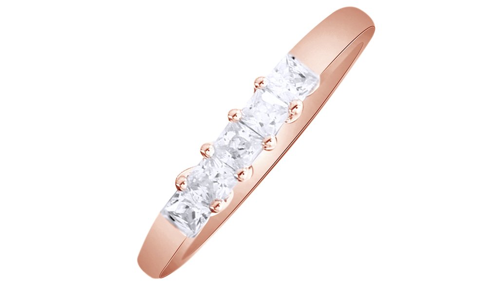 Affordable White Cubic Zirconia 5-Stone Engagement Ring & Wedding Band - 925 Sterling Silver Jewelry for Women - Perfect for Proposals, Anniversaries & Special Occasions