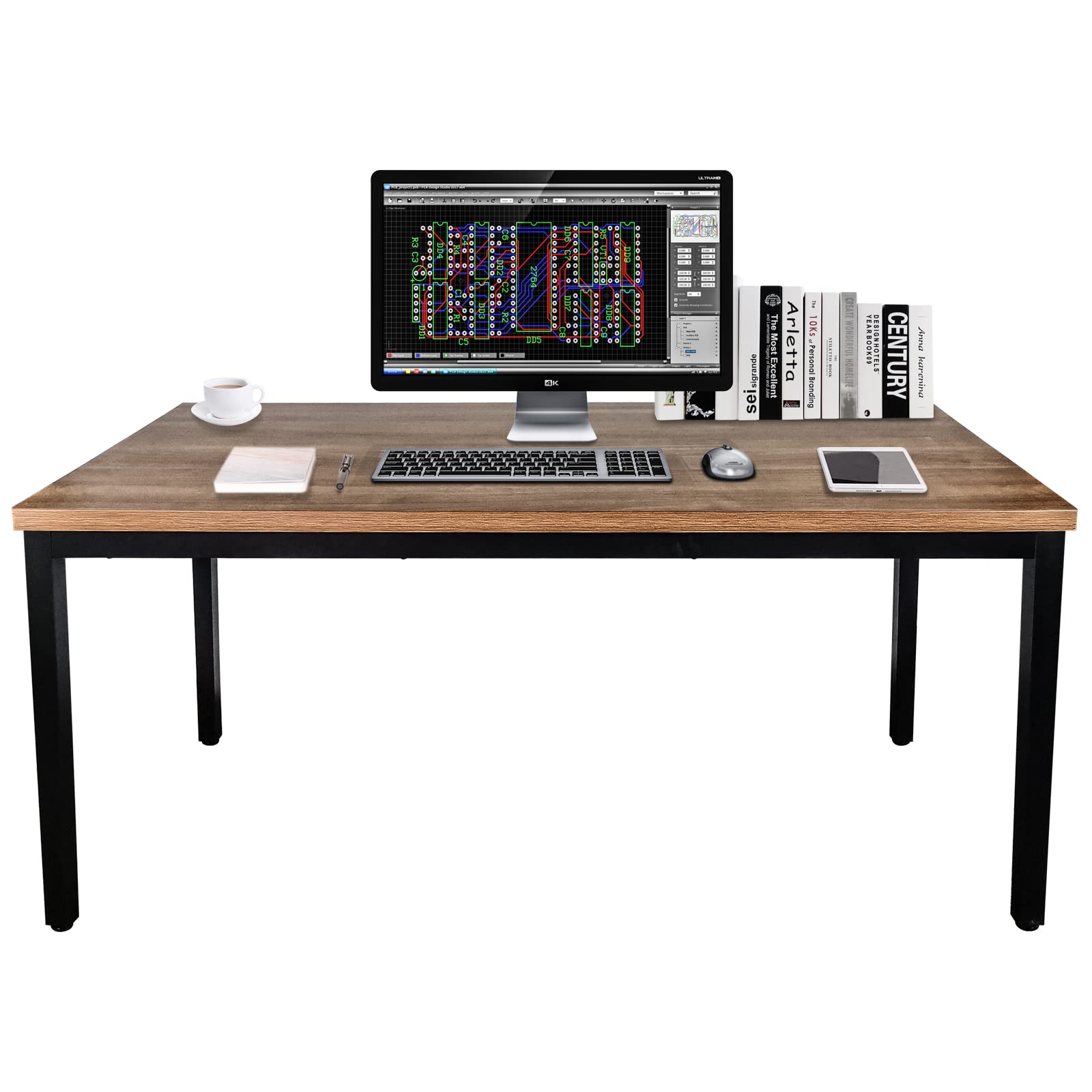 24x48 Inches Modern Industrial Writing Computer Desk - Simple Study & Laptop Table for Home Office, Brown Wood Notebook Desk - Perfect for Small Spaces & Remote Work