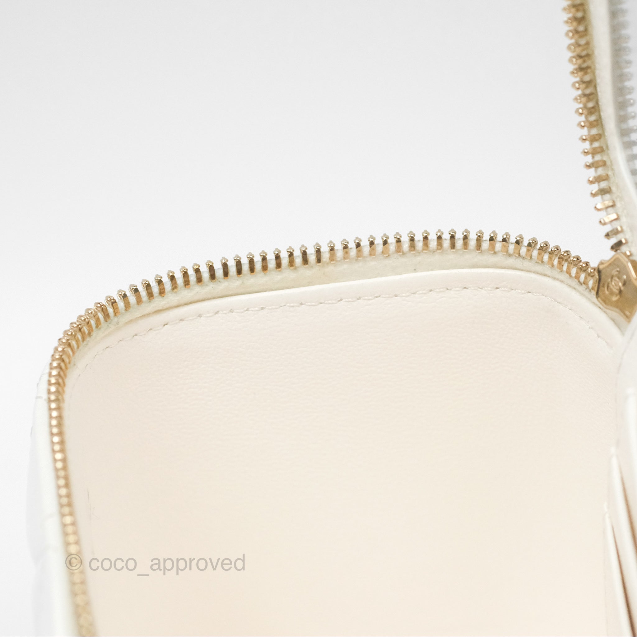 Chanel All Slide Vanity Bag with Adjustable Chain - White Lambskin Leather & Aged Gold Hardware - Luxury Crossbody Bag for Women, Perfect for Parties & Evening Events