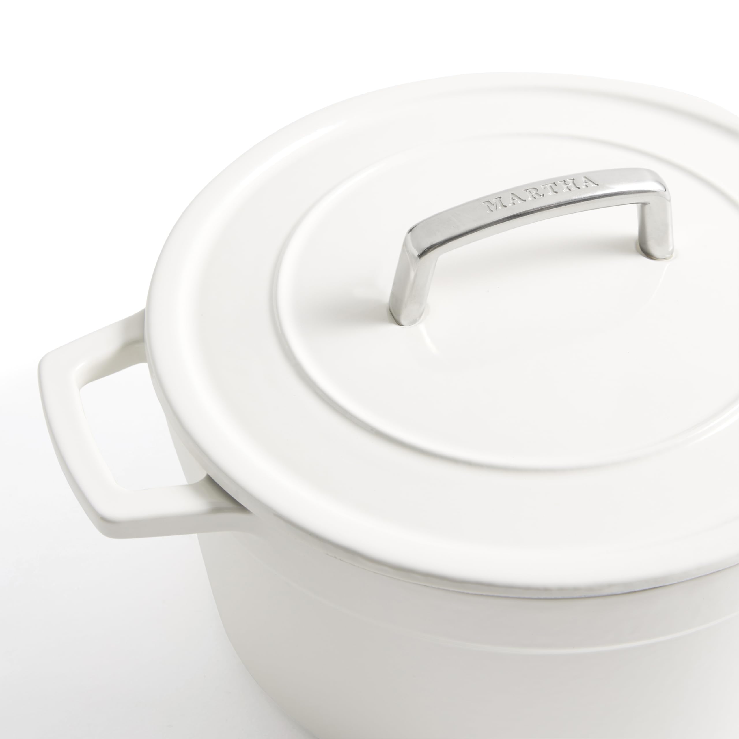 Martha Stewart 7 QT Enameled Cast Iron Dutch Oven with Lid - Crescent Moon Blue | Heavy Duty Cookware for Baking, Braising & Slow Cooking | Perfect for Soups, Stews and Family Dinners