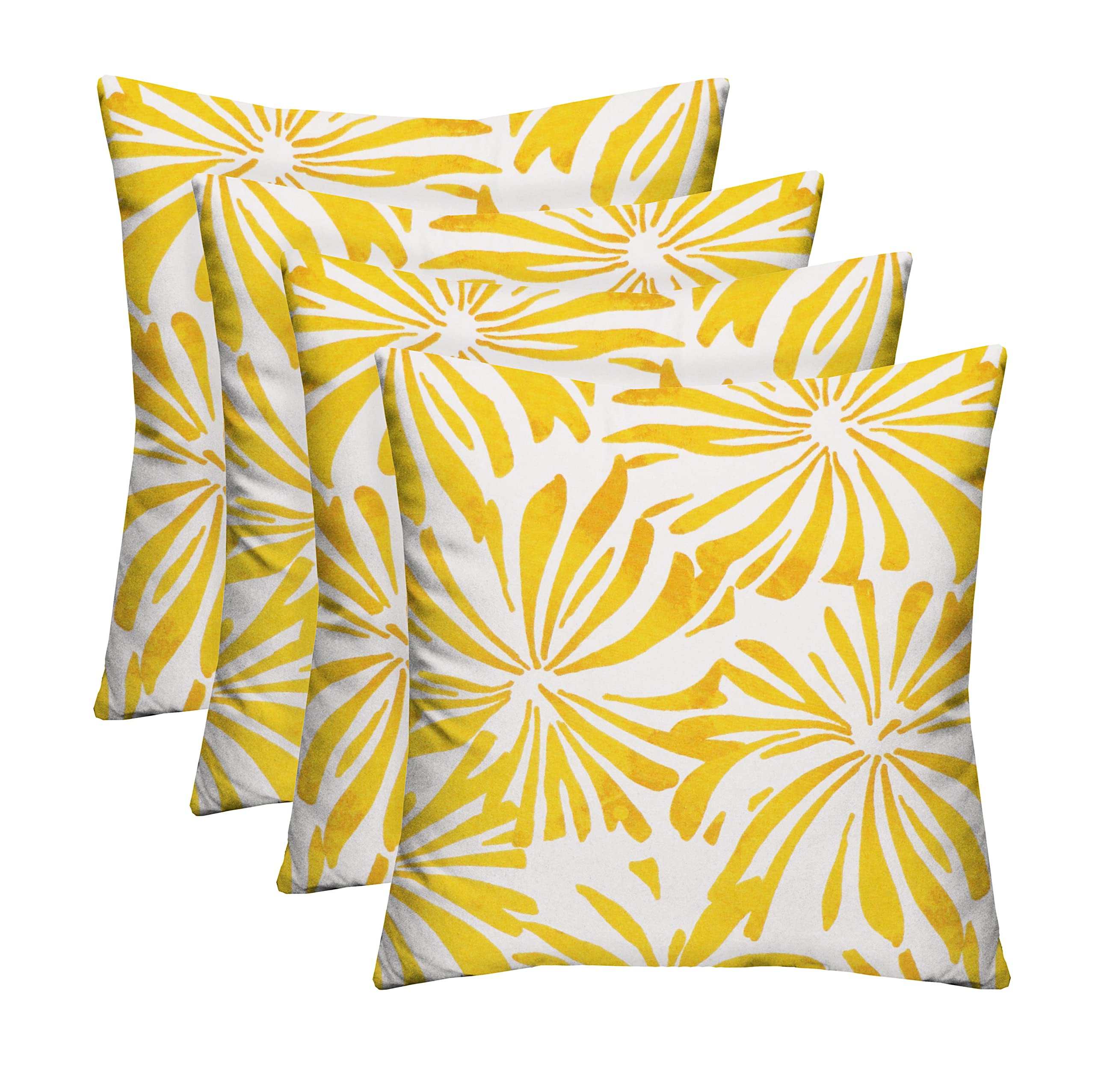 RSH Décor Indoor Outdoor Set of 4 Decorative Throw Pillows 24x24 Inches, Aria Spice Yellow - Perfect for Patio, Porch, Sofa & Bedroom Decor