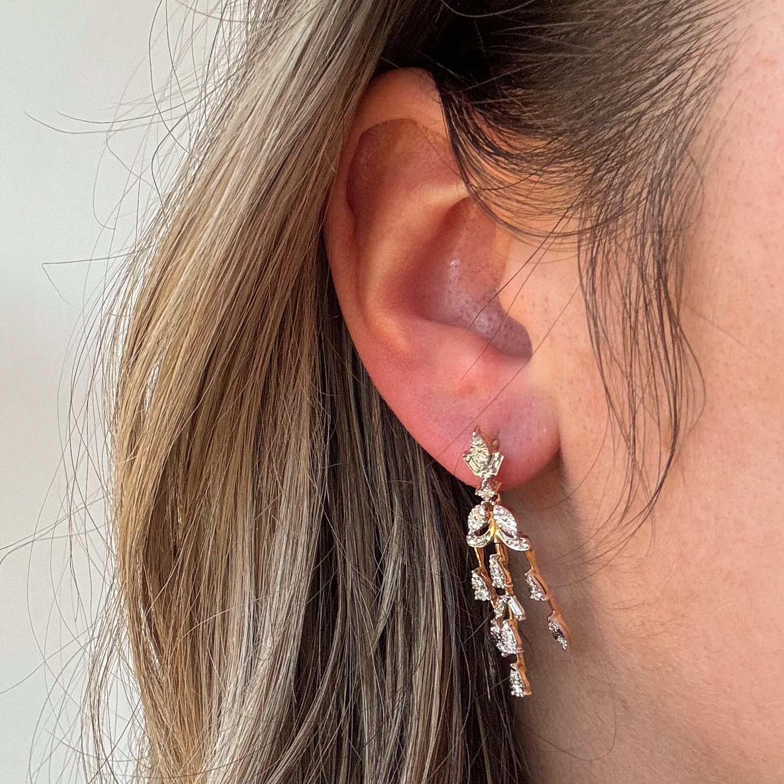 0.39ctw Illusion Set Diamond Dangle Drop Earrings for Women - Elegant Bridal Jewelry, Wedding, Anniversary & Special Occasion Gifts