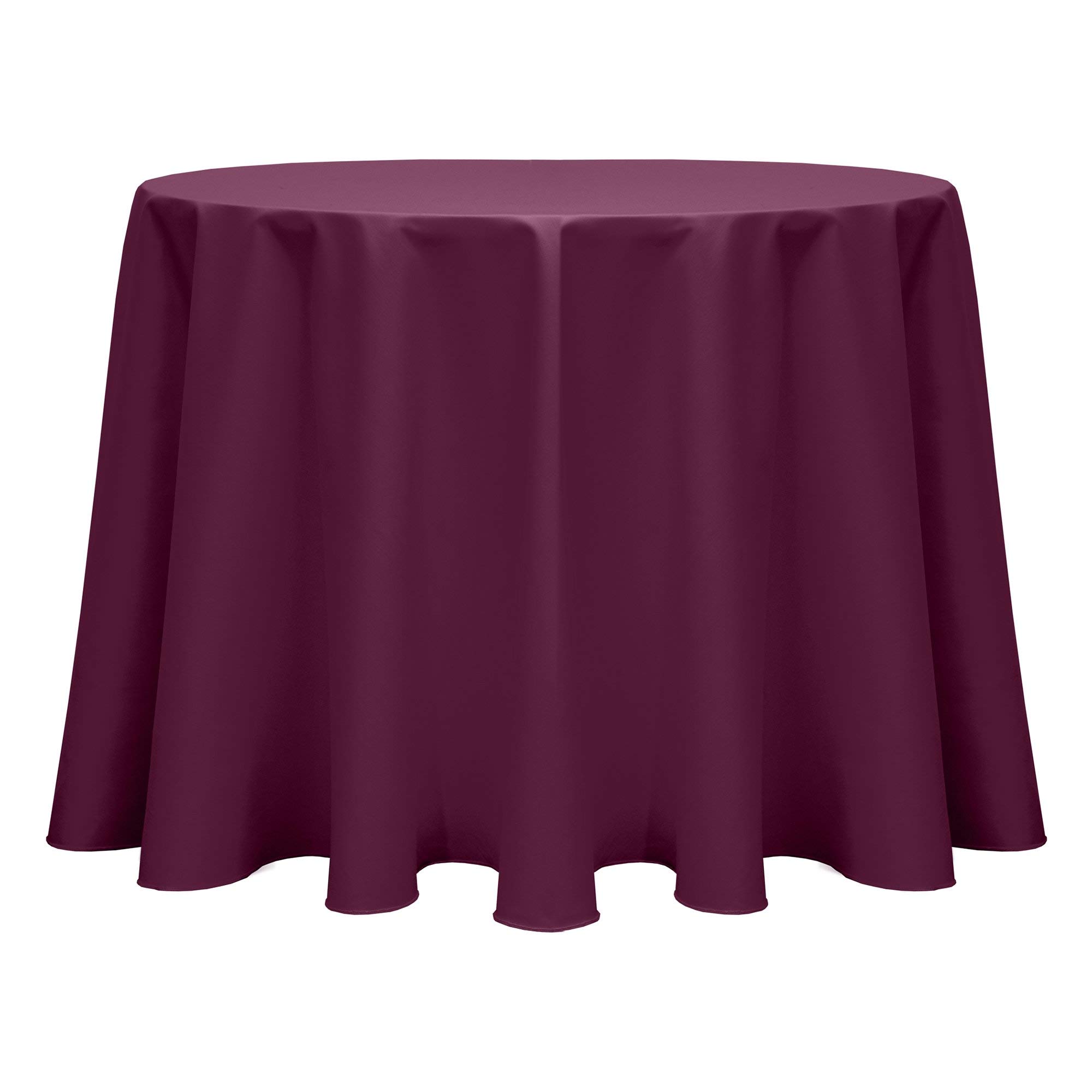 Premium 120-Inch Round Tablecloth - Poly-Cotton Twill Fabric in Burgundy Dark Red for Weddings, Banquets & Formal Dining Events