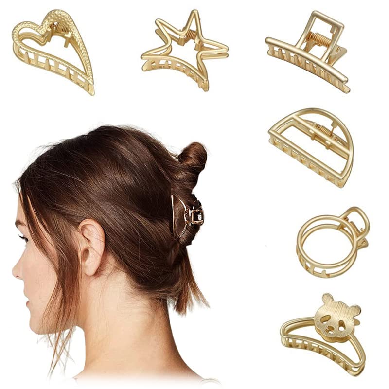 STYLEDOSE Metal Hair Clips for Women - 8 Pack Medium Size Gold Hair Clutchers, Fashion Hair Accessories for Girls & Women, Perfect Gift for Her - Great for Parties, Weddings & Everyday Styling