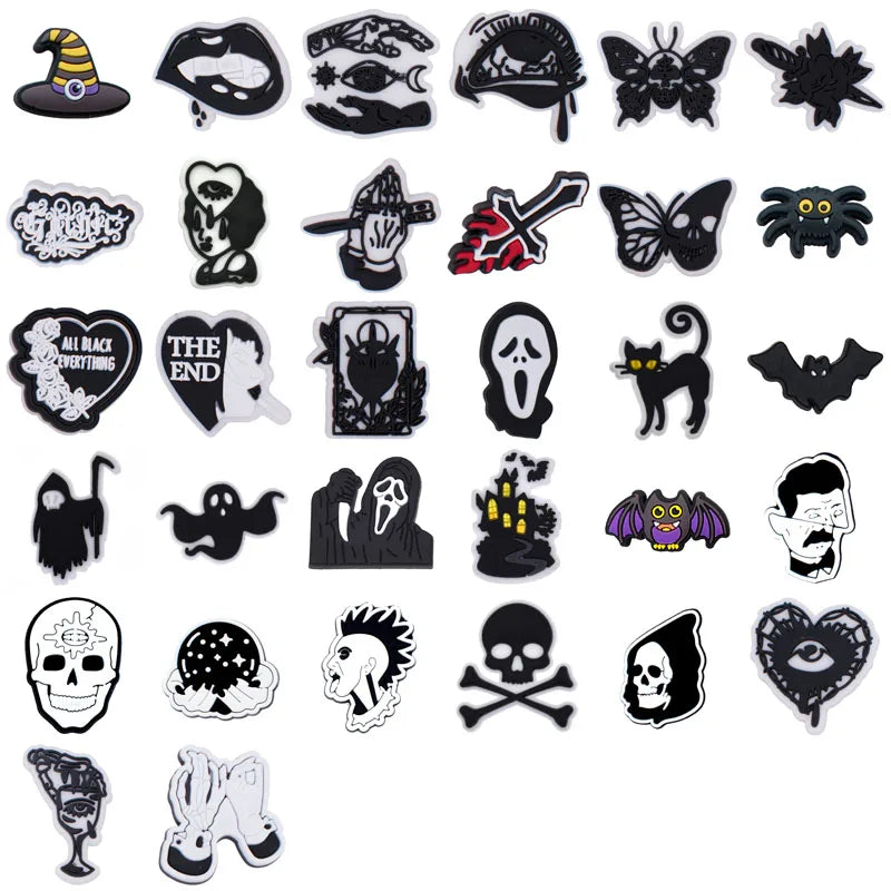 Skull Shoe Charms for Crocs - Fashionable Decor Pins for Kids, Men & Women - Perfect for Crocs Sandals, Clogs, Jeans & Shoe Accessories - Great for School, Parties & Everyday Style