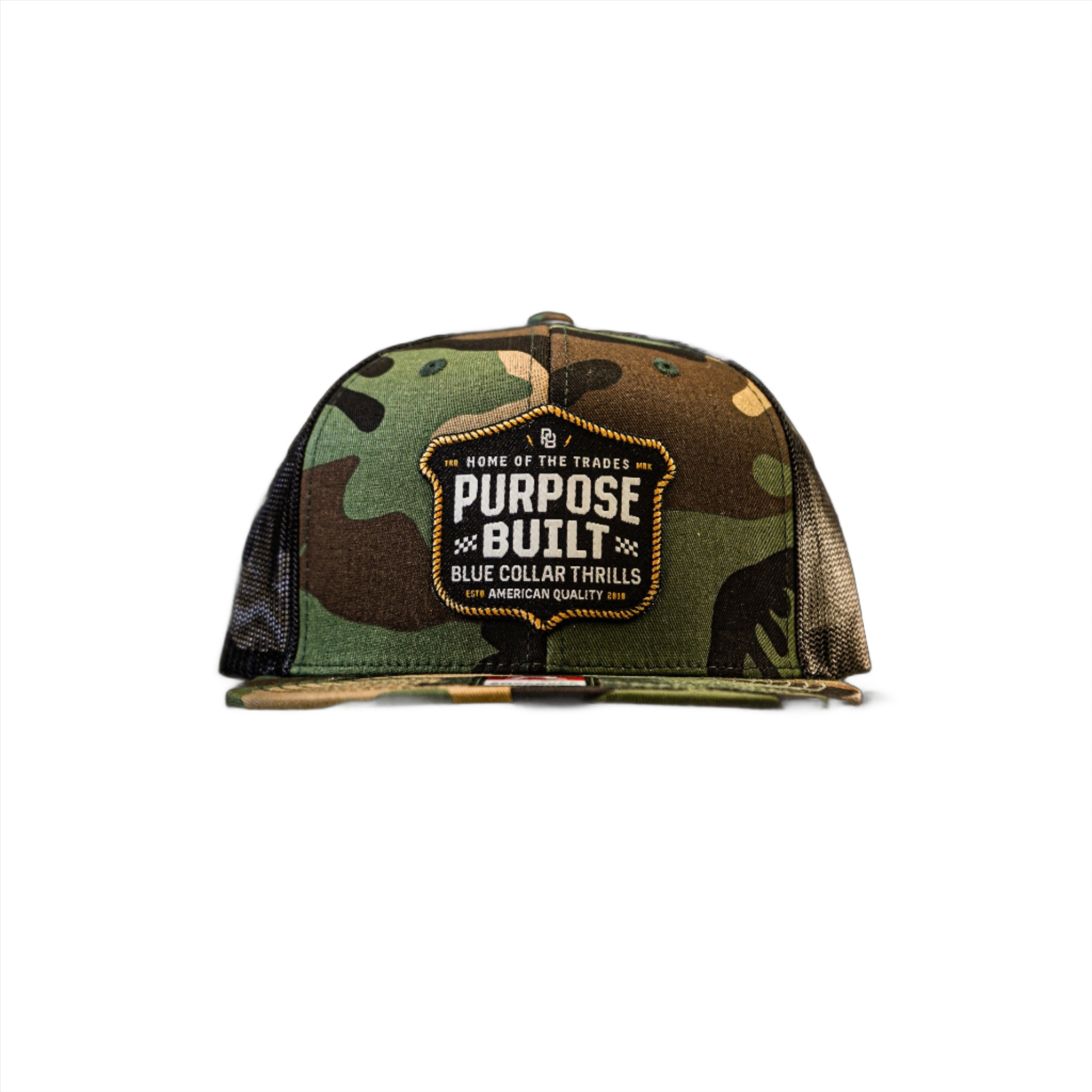 Blue Collar Thrills Snapback Hat - Camo & Black Adjustable Baseball Cap for Men - Perfect for Outdoor Adventures, Sports & Casual Wear
