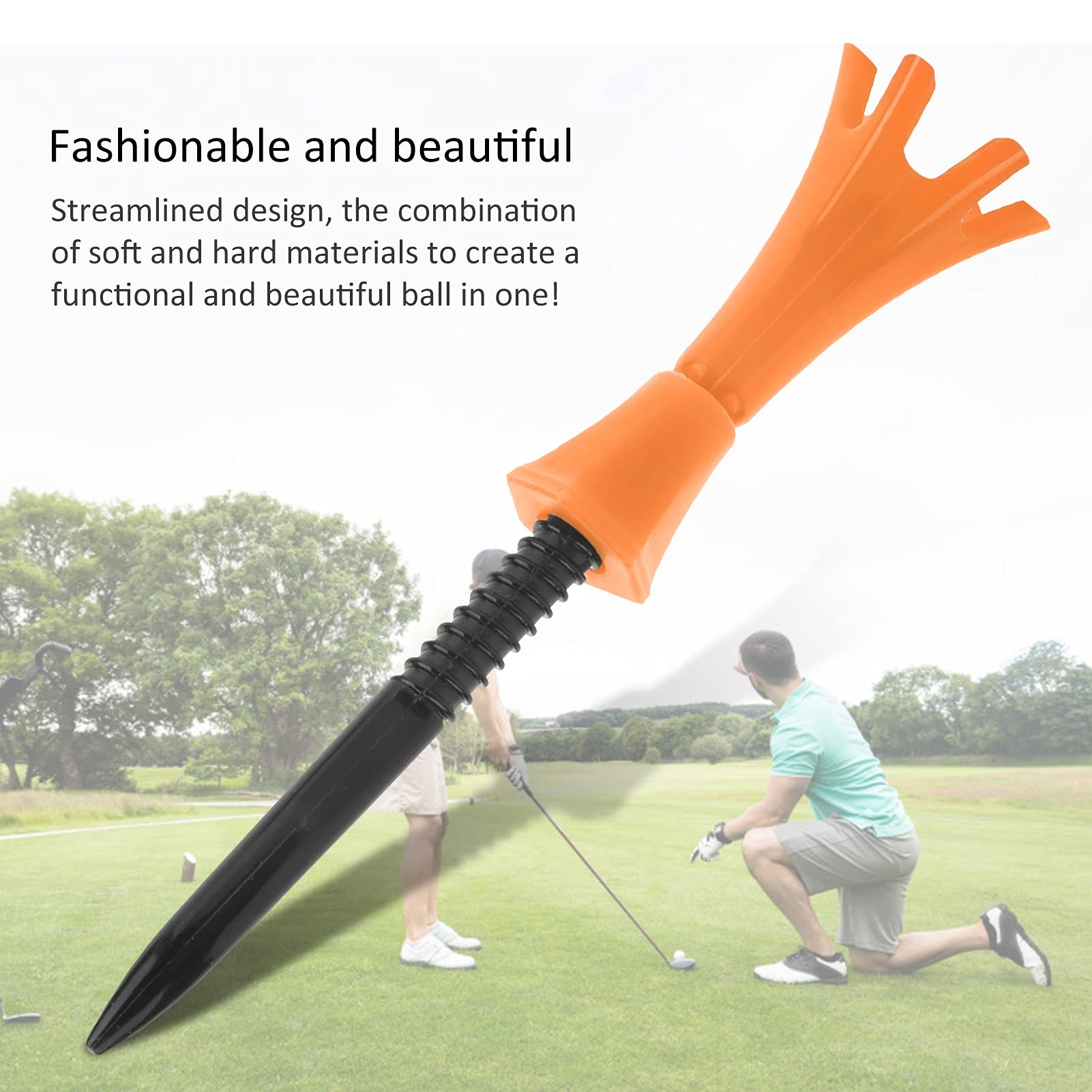 Premium Golf Tees with Portable Lightweight Golf Ball Holder - Durable & Stable for Lawn, Backyard & Outdoor Use - Bright Orange - Perfect for Driving Range, Practice & Backyard Golf Games