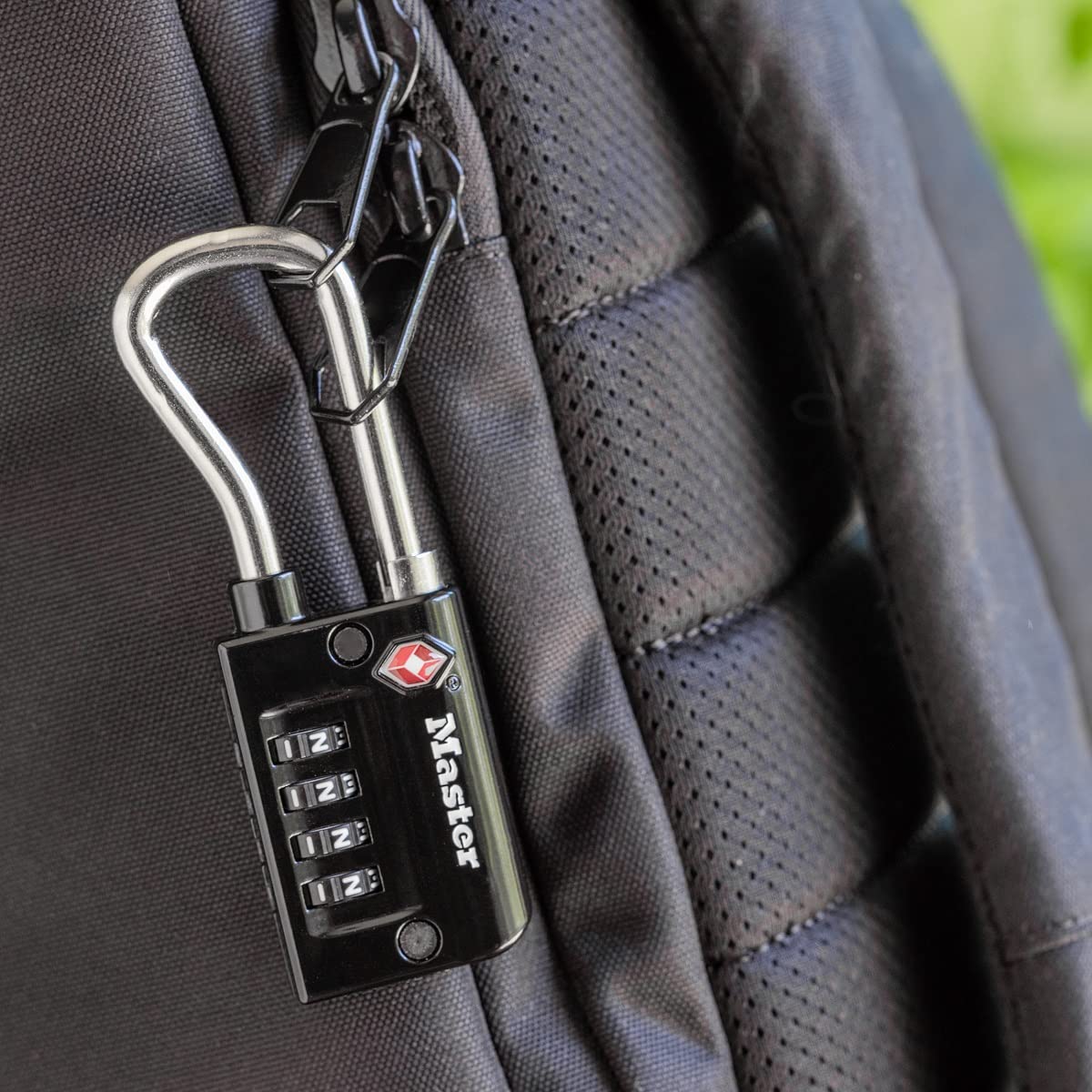 Master Lock 4696D TSA Approved Combination Padlock - 1-5/16 Inch Wide Black Luggage Lock for Travel Security | Set Your Own Code | Ideal for Suitcases, Backpacks & Gym Bags