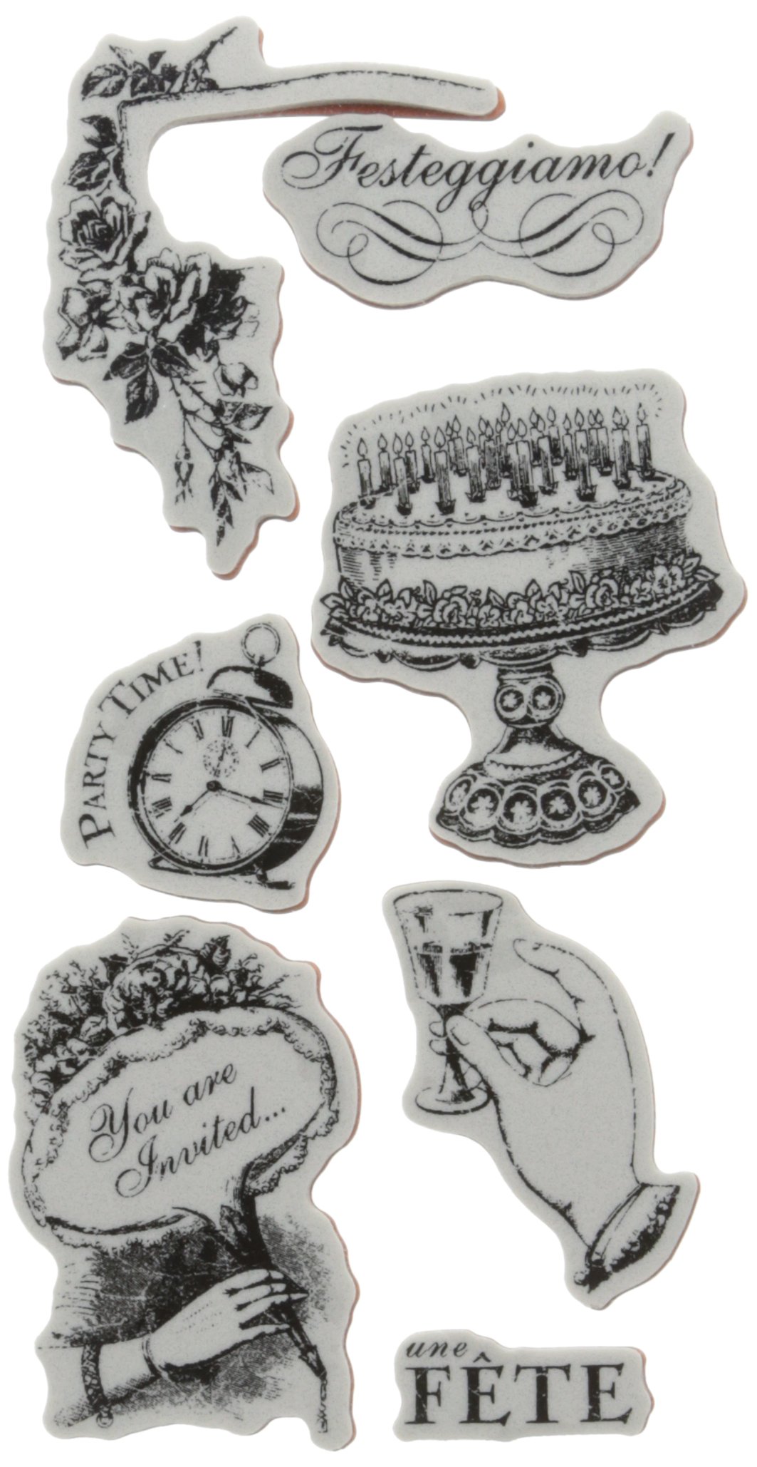Graphic 45 Time to Celebrate Cling Stamp Set No. 2 - Vintage Scrapbooking Stamps for Card Making, DIY Crafts, and Paper Projects - Perfect for Birthday Cards, Journals, and Memory Albums