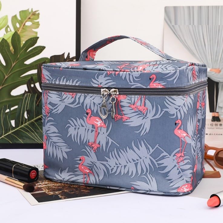 VIULVUK Professional Large Makeup Kit Organizer for Women | Waterproof Cosmetic Bag with Multiple Compartments | Travel Toiletry Pouch & Wash Bag | Perfect for Skincare Accessories Storage & Travel Essentials (Grey) - Ideal for Home, Travel, and Salon Use