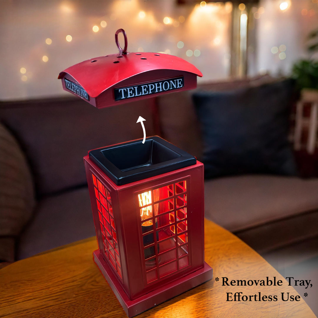 Vintage-Style Cello Telephone Box Electric Wax Warmer - Aromatherapy Wax Melt Burner for Home, Office & Spa Relaxation