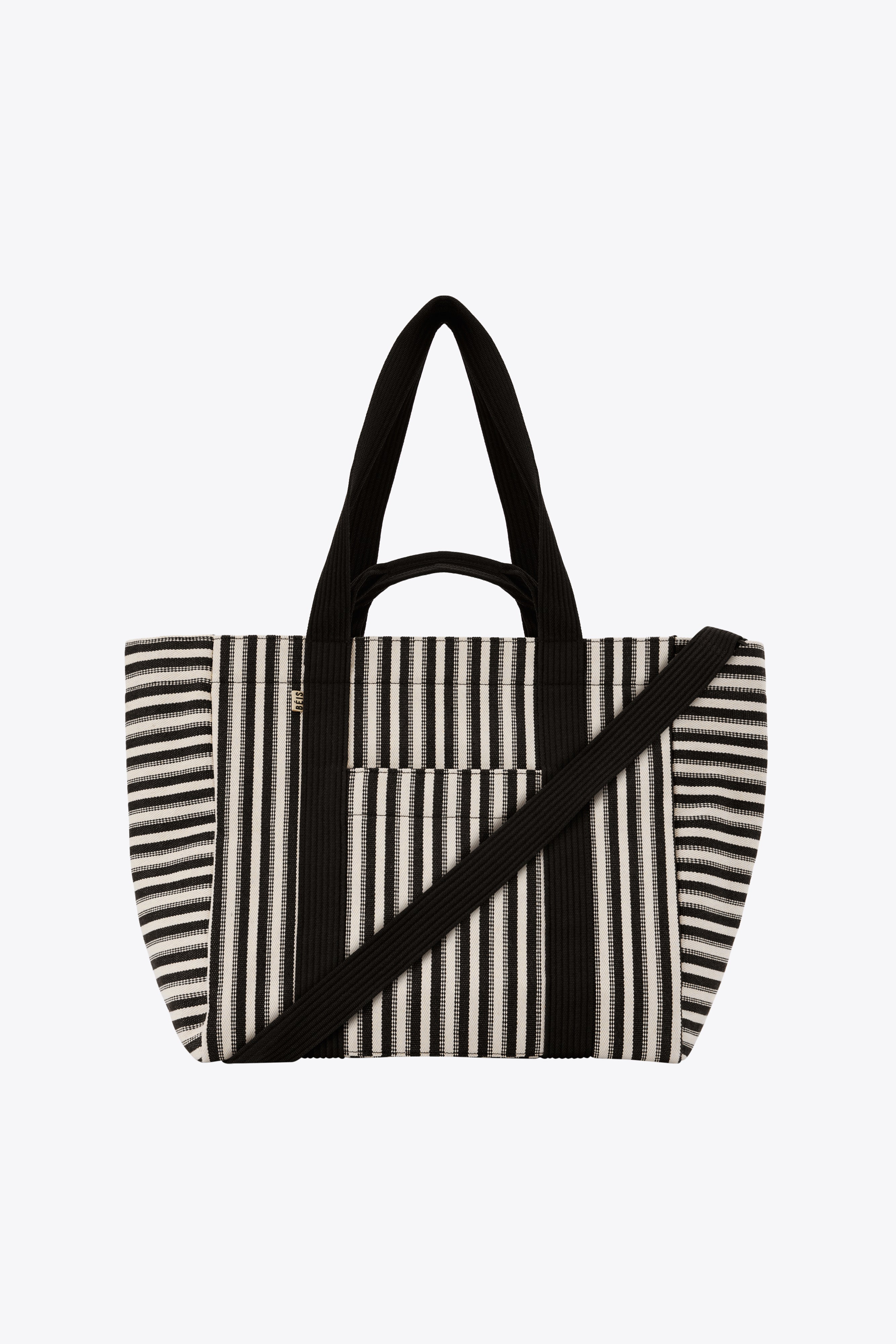 Vacation Tote Bag - Black & White Striped Beach Tote for Women, Perfect for Travel, Pool, Beach & Shopping | Lightweight & Spacious Carryall