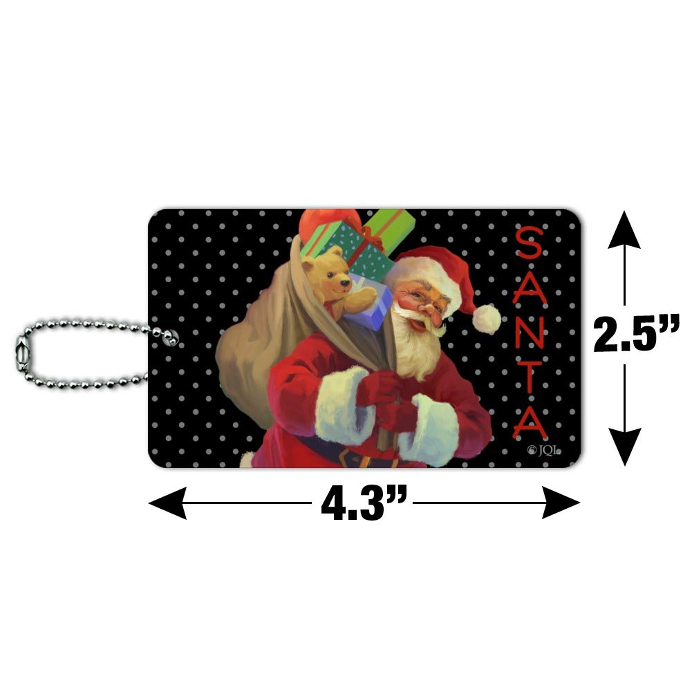 Christmas Santa Sack Graphic Luggage Tag - Durable Carry-On Suitcase ID Tag for Travel | Perfect Holiday Gift for Airplane & Cruise Vacation