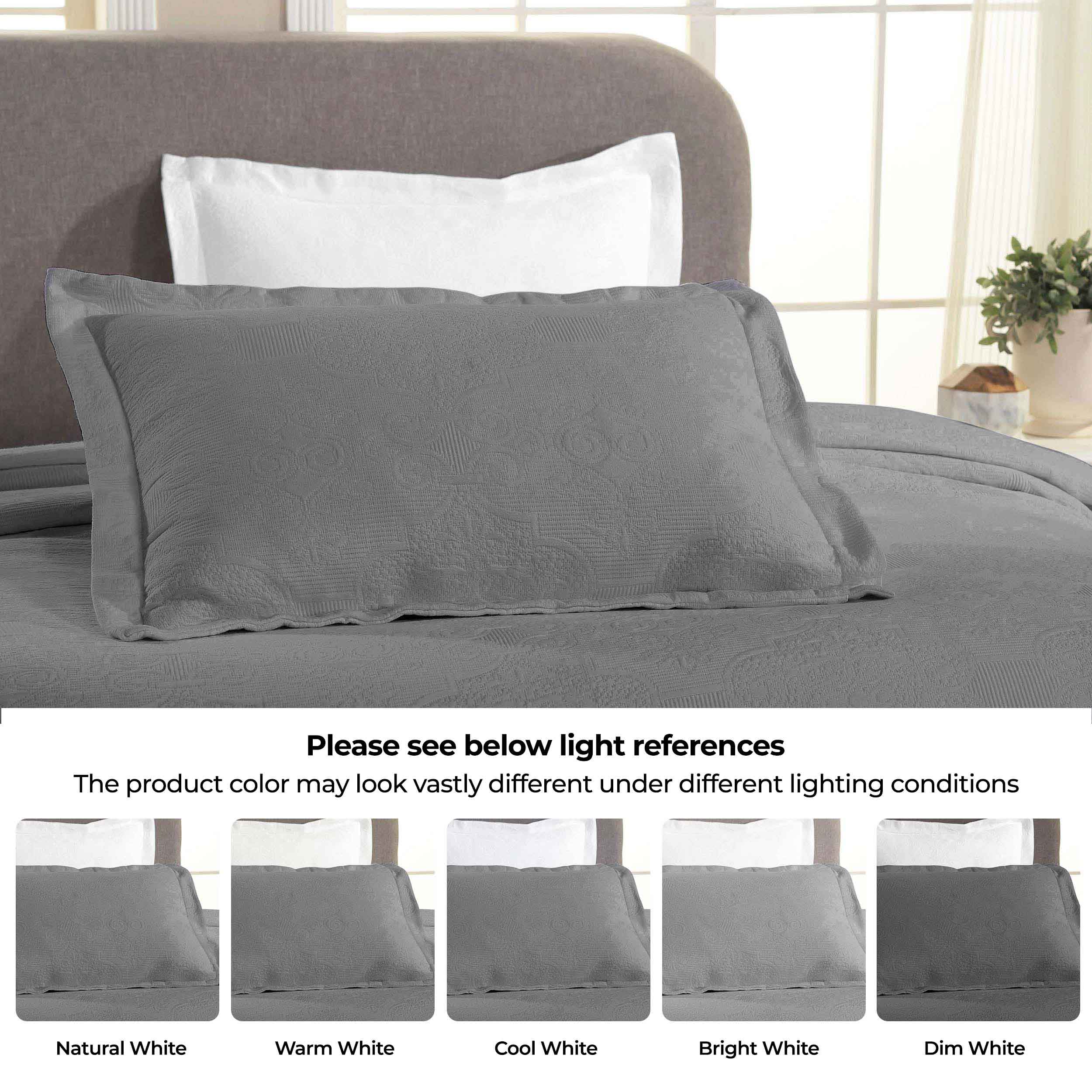 Florin Cotton Matelassé Jacquard Bedspread Set with Scrolling Medallion Design - Luxury Queen/King Size Bedding for Master Bedroom, Guest Room & Hotel Decor