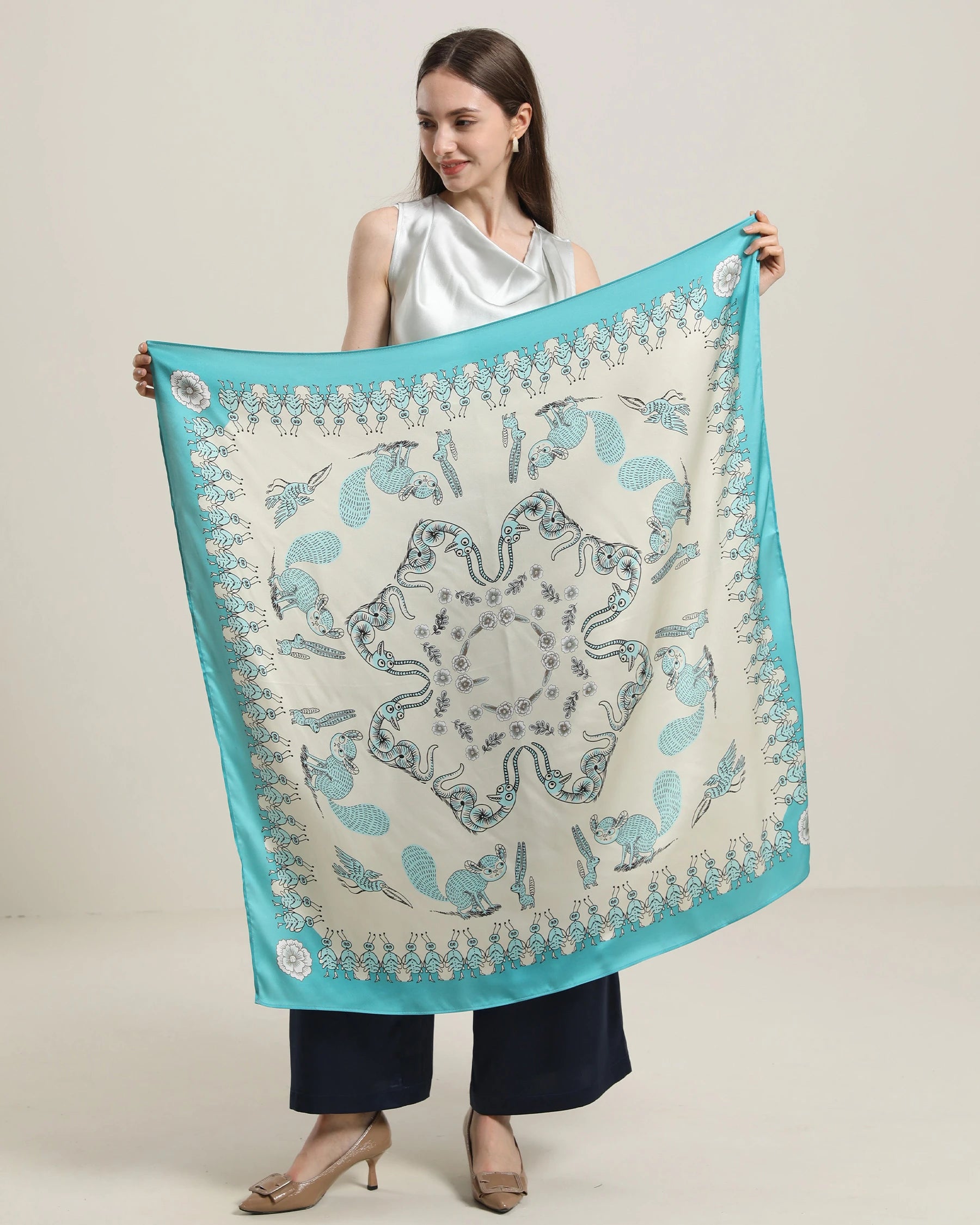 Luxury Summer Silk Scarf for Women - Elegant Fashion Accessory for Beach, Travel & Special Occasions