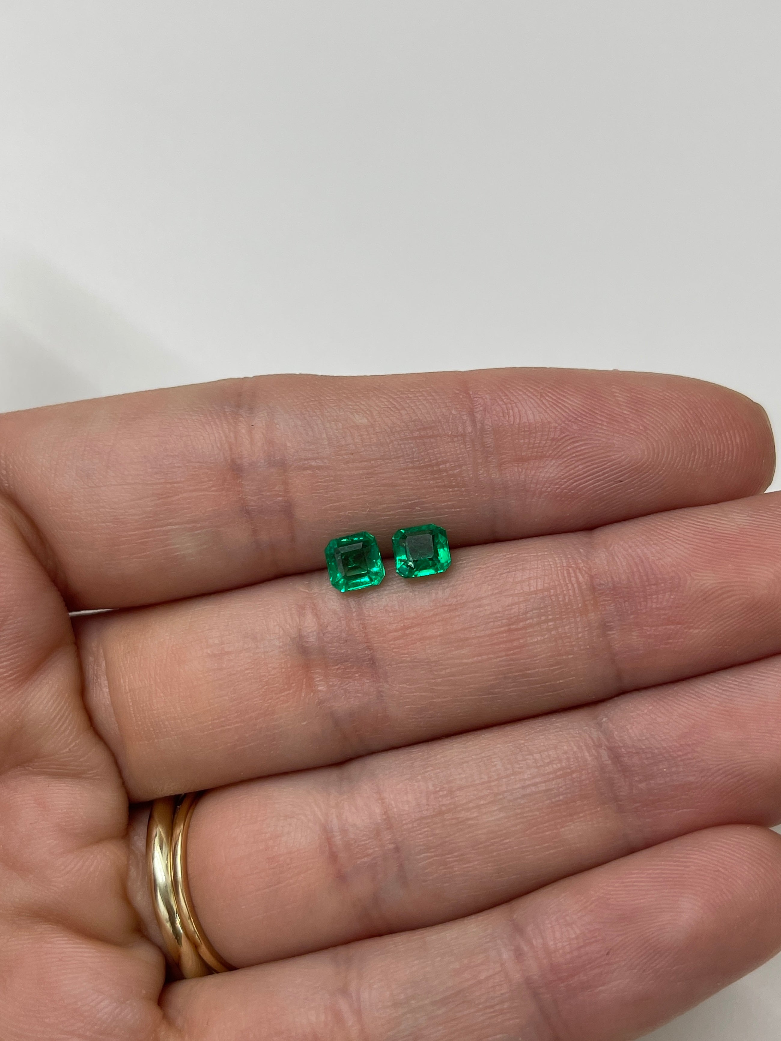 1.13tcw 5x5 Matching AAA Muzo Green Loose Colombian Emeralds - Asscher Cut Gemstones for Jewelry Making & Engagement Rings