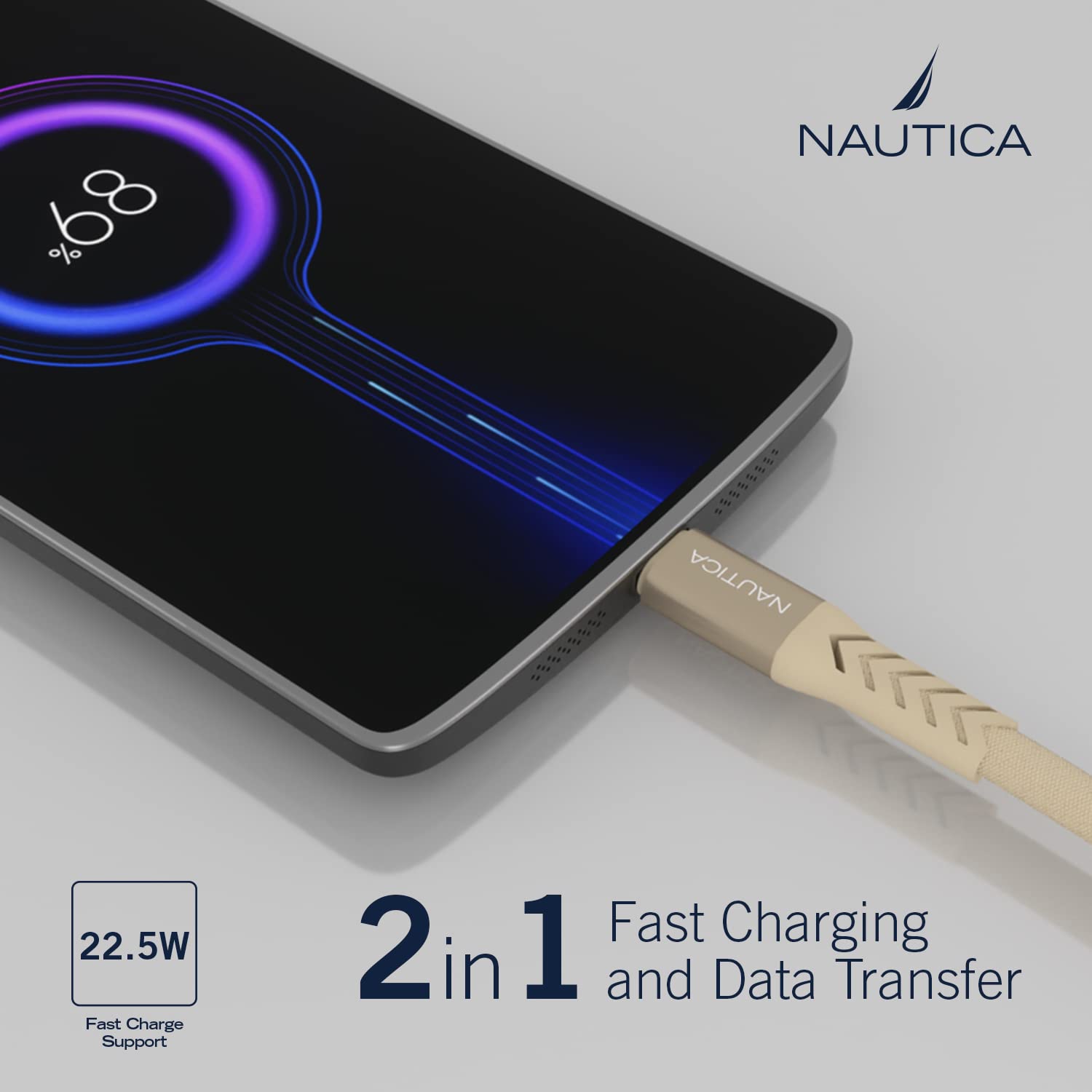Nautica USB-C to USB-A Fast Charging Cable 4.5A - Compatible with Galaxy S9/S10/S10+, LG V20/G5/G6, PS5 Controller - High Speed Charging Cord for Phones, Tablets & Gaming Devices - Perfect for Home, Office & Travel Charging