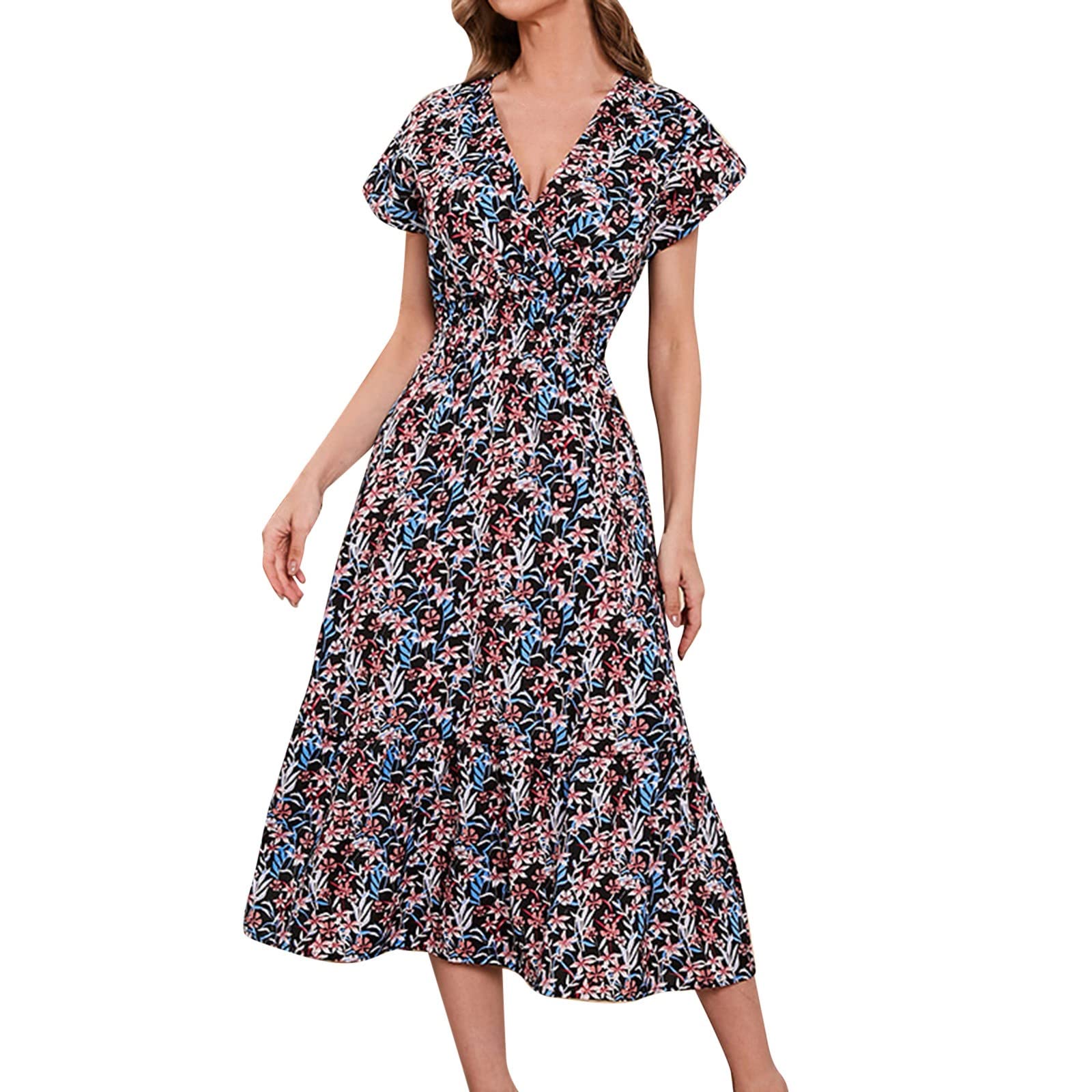 Women's Chiffon Print Swing Dress - Casual Beach Vacation Wear