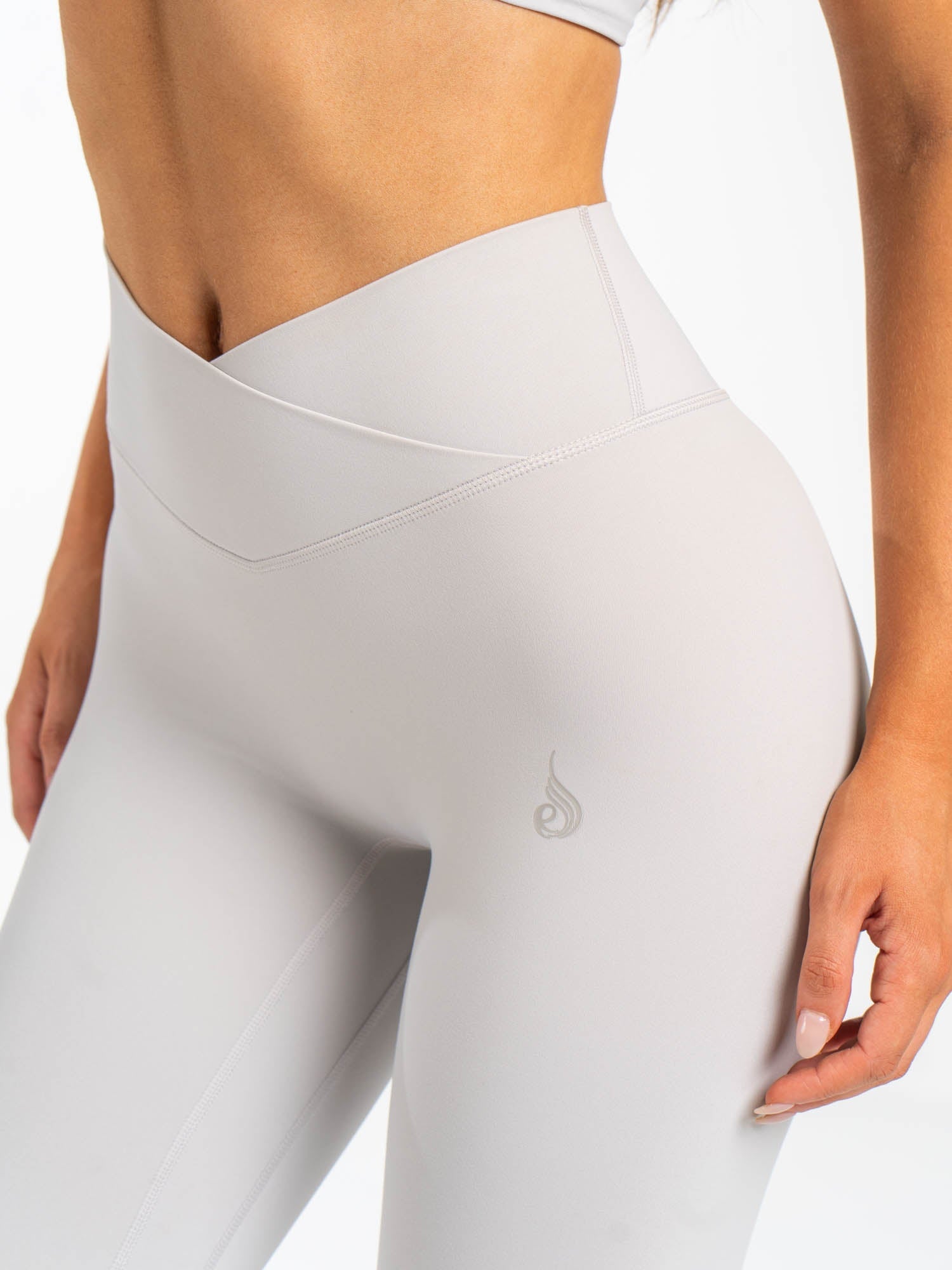 NKD Cross Waist Band Leggings - High Waisted Yoga Pants for Women, Sugar Dust Color | Perfect for Workouts, Running & Lounge Wear