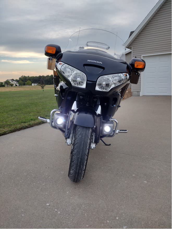 White LED Halo Fog Lamps Driving Lights for 2001-2017 Honda Goldwing GL1800 - High Visibility Fog & Night Driving Lights for Motorcycle Safety