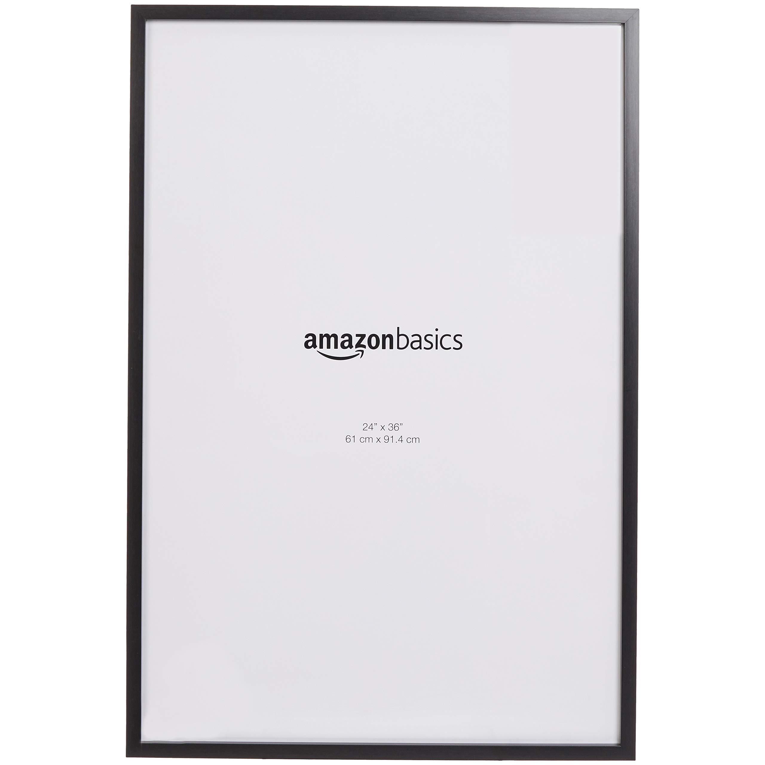 Amazon Basics 24x36 Inch Black Poster Photo Picture Frames - 2 Pack Set for Wall Decor, Art Display, Home & Office Decorations - Shatter Resistant Glass & MDF Frame