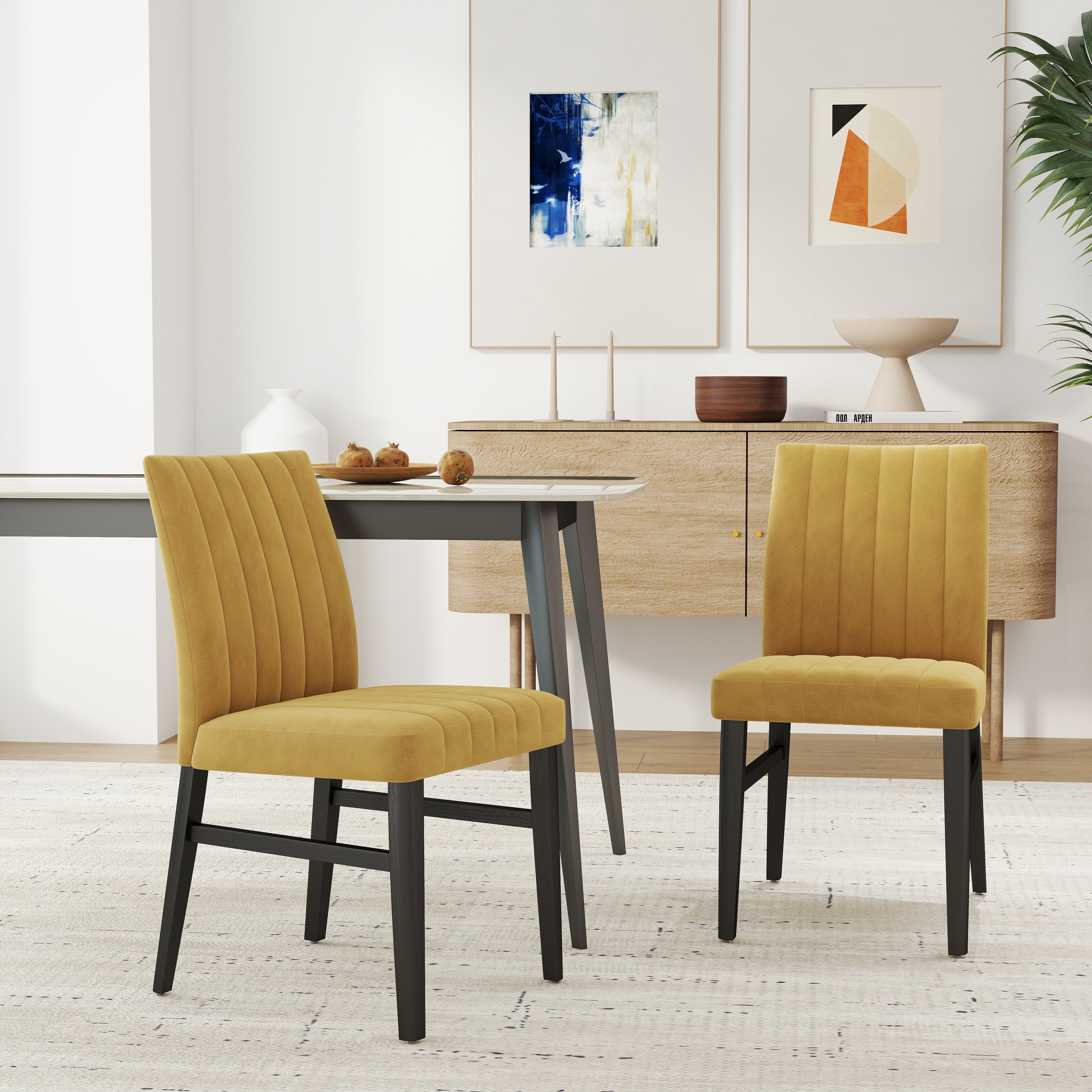 Roundhill Furniture Wendell Contemporary Upholstered Dining Chairs Set of 2 - Modern Kitchen & Dining Room Seating for Home & Restaurant Use