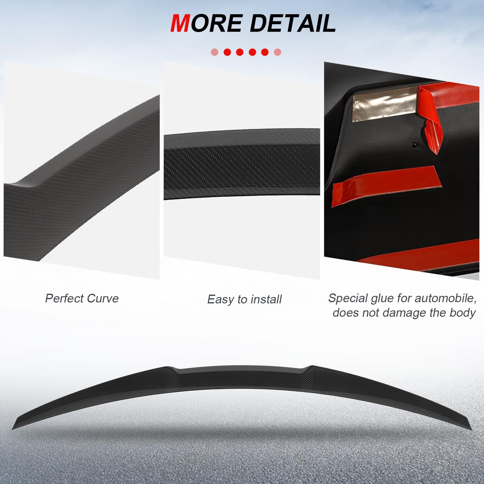 Glossy Black Carbon Fiber Rear Spoiler Wing for 2014-2016 BMW 520i - Stylish Trunk Spoiler Accessory | Enhances Aerodynamics & Sporty Look for Your BMW Sedan