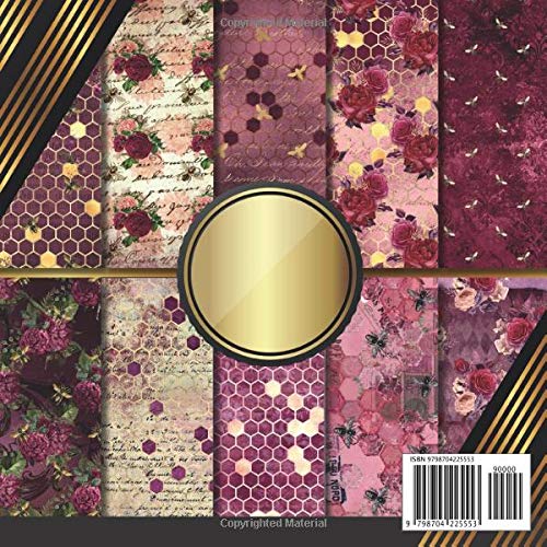 Burgundy Bee Double Sided Scrapbook Paper Pad - Premium Craft Paper for Card Making, Origami & DIY Projects | Perfect for Scrapbooking, Gift Wrapping & Home Decor