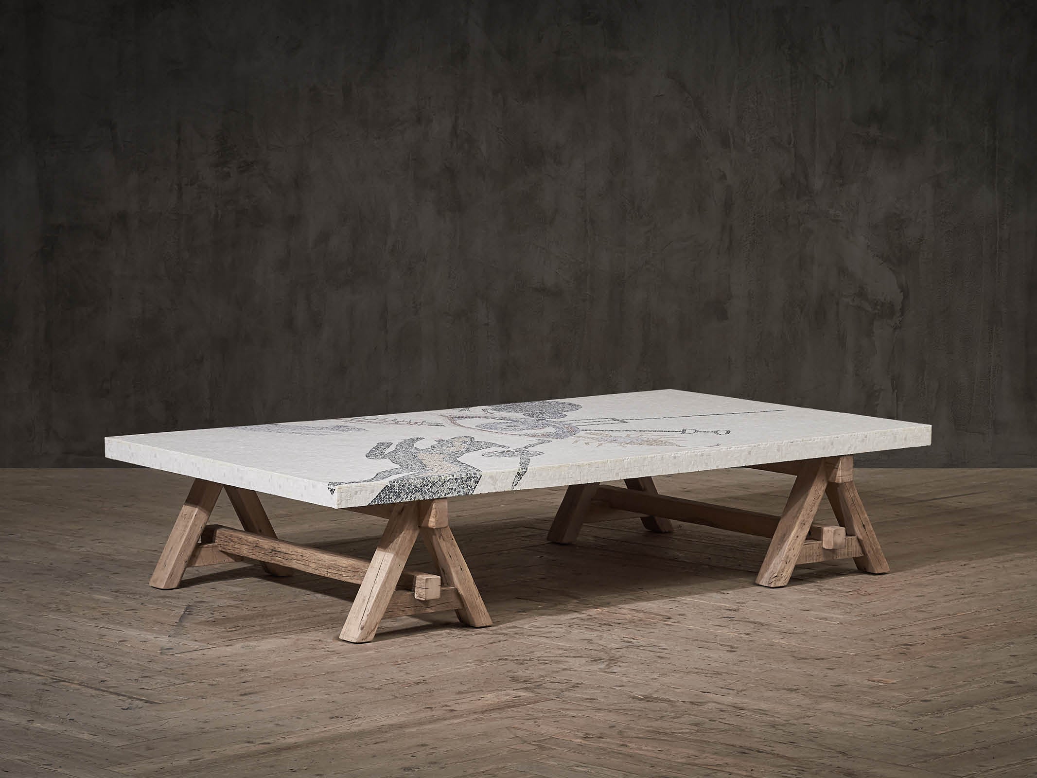 Modern A-Frame Mosaic Coffee Table - Stylish Living Room Furniture for Home & Office Decor - Perfect for Lounges, Apartments, and Workspaces