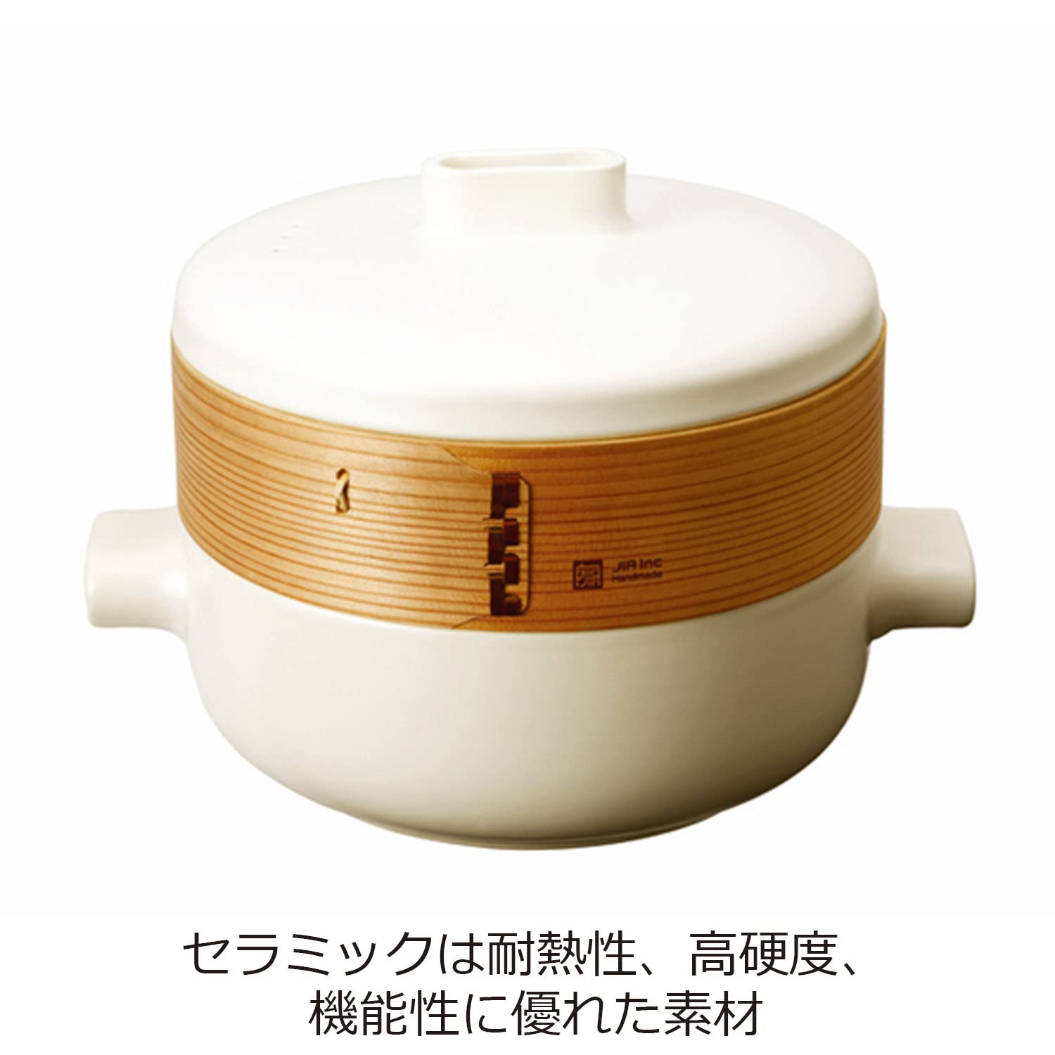 Premium Ceramic Steamer Pot - 7.1 Inch (18 cm) White Small Bamboo Steamer for Healthy Cooking | Perfect for Dumplings, Vegetables & Asian Cuisine