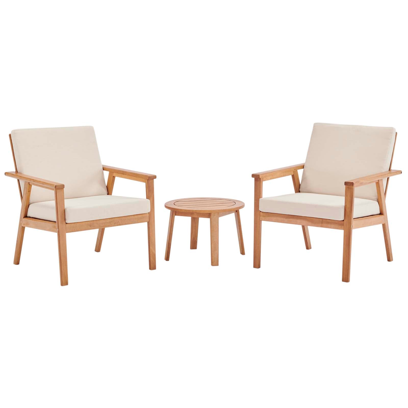 Premium Vero 3-Piece Outdoor Patio Furniture Set - Ash Wood Dining Table with Chairs for Backyard, Garden & Poolside Relaxation