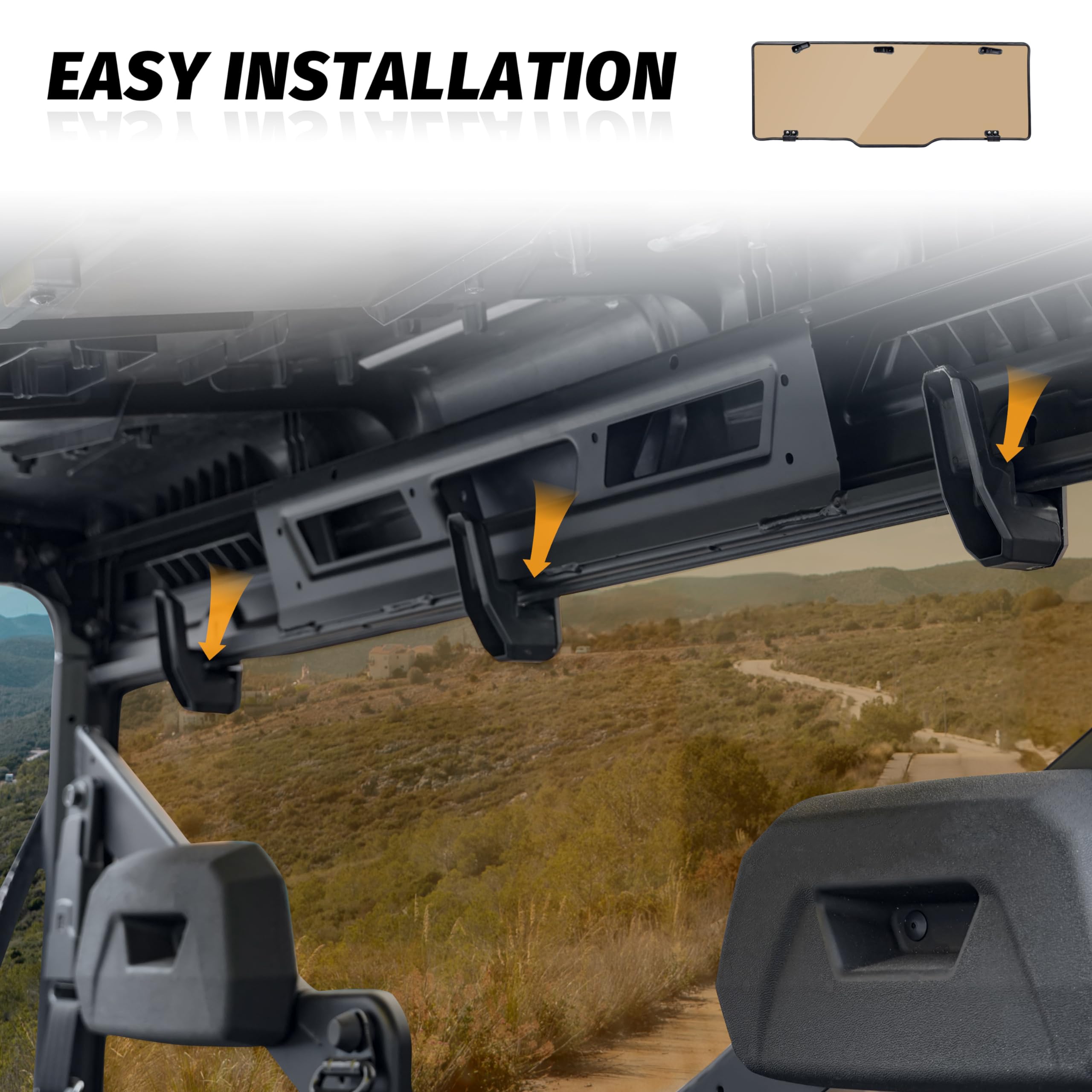 SAUTVS Dark Tinted Rear Windshield for Polaris Ranger 1000/XP 2017-2025 | Hard PC Back Window Accessories for Ranger XP 1000 & Crew Diesel XP 900 | Perfect for Off-Roading, Hunting & Farm Work