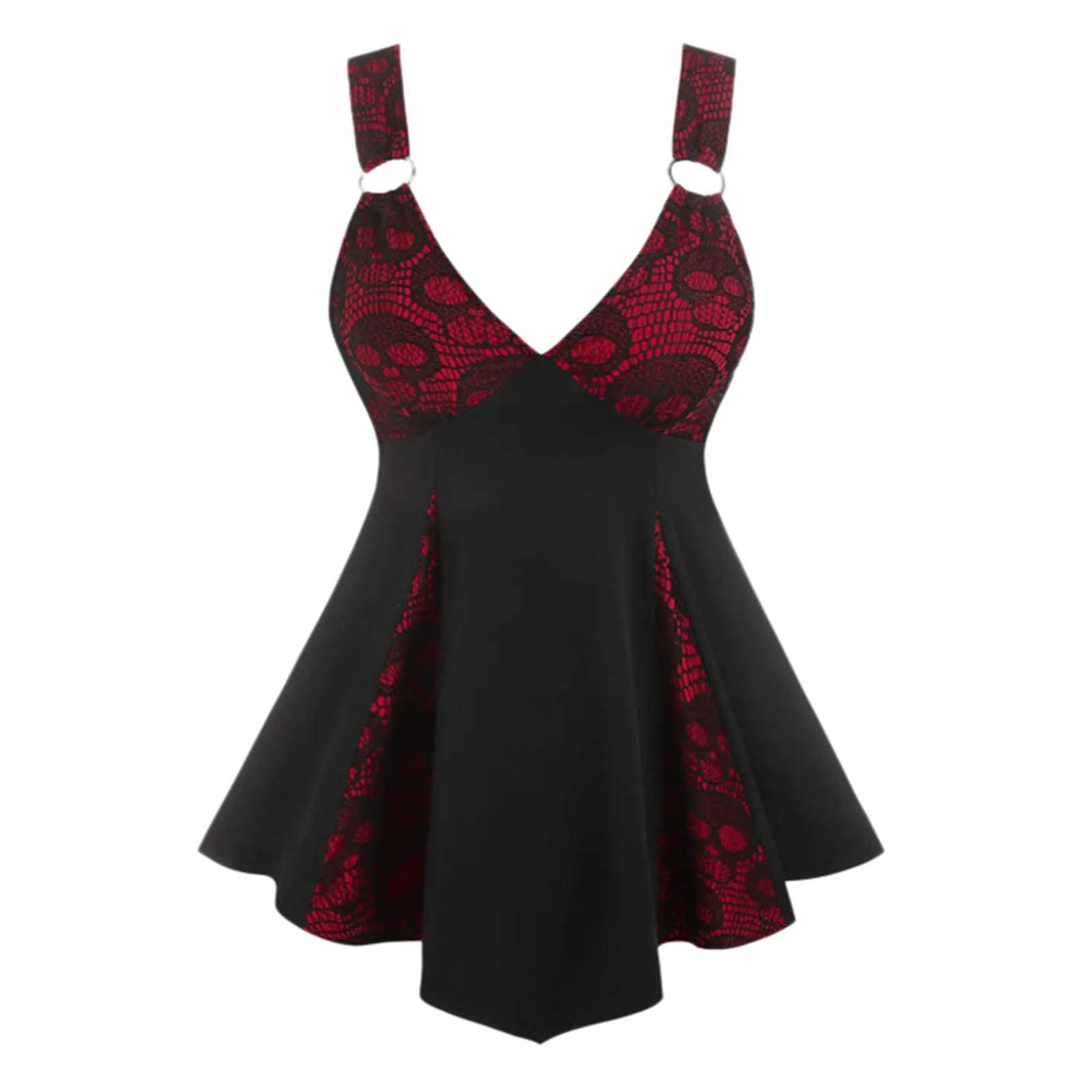 Gothic Punk Lace Straps Dress for Women - Junior Women's Casual Straps Dress with Splice Design | Perfect for Parties, Concerts & Alternative Fashion