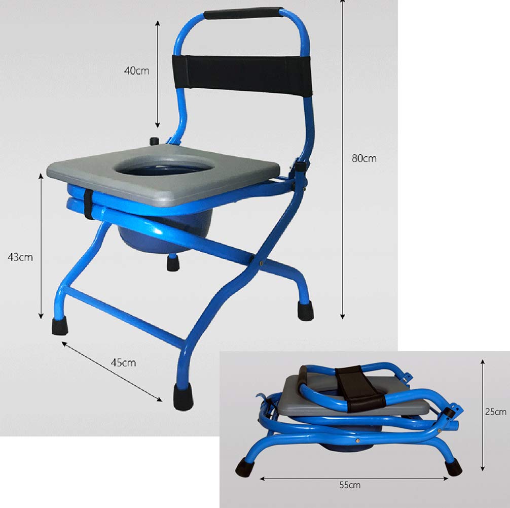 Adjustable Height Portable Medical Bedside Commode Toilet Chair with Arms - Foldable Shower Chair for Elderly, Disabled & Pregnant Women - Ideal for Home Care, Post-Surgery Recovery & Bathroom Safety