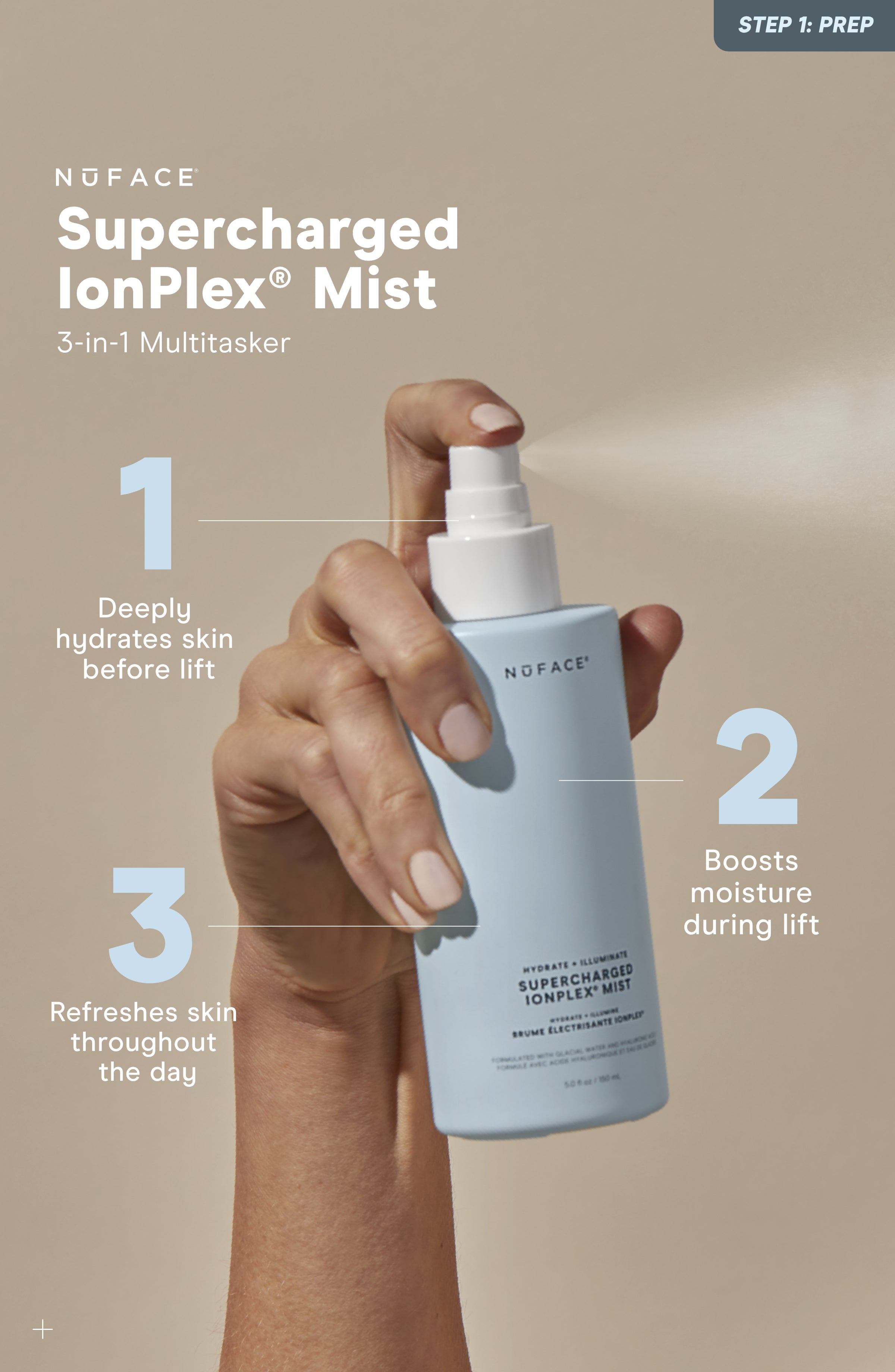 Nuface Supercharged Ionplex Mist - Hydrating Facial Spray for Glowing Skin | Perfect for Travel, Gym & Daily Skincare Routine