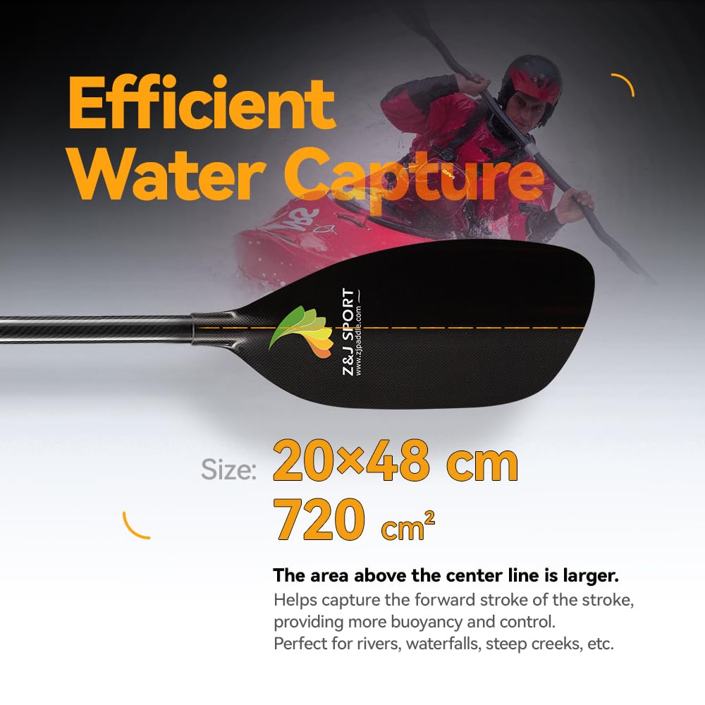 Premium Full Carbon Whitewater Kayak Paddle - Ultra Lightweight 2-Piece Design for Whitewater, River Running & Creeking | Includes Free Paddle Bag | Perfect for Adventure Sports, Rapids & Outdoor Water Activities