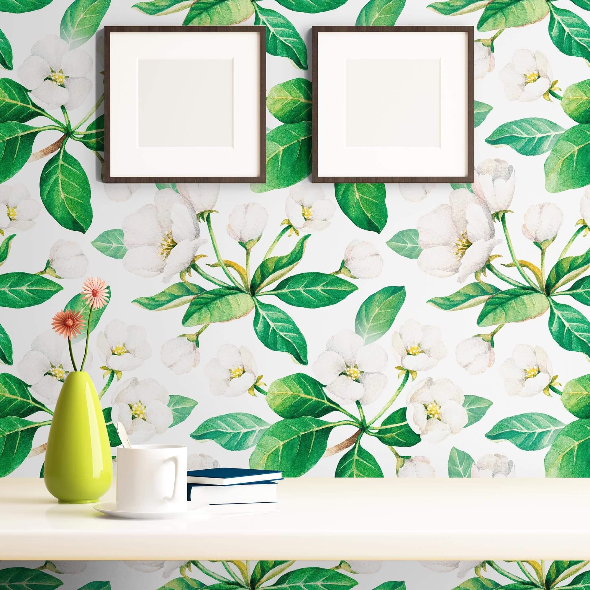 White and Yellow Textured Floral Peel and Stick Removable Wallpaper 9286 - Self-Adhesive Wall Decor for Bedroom, Living Room, Nursery & Office