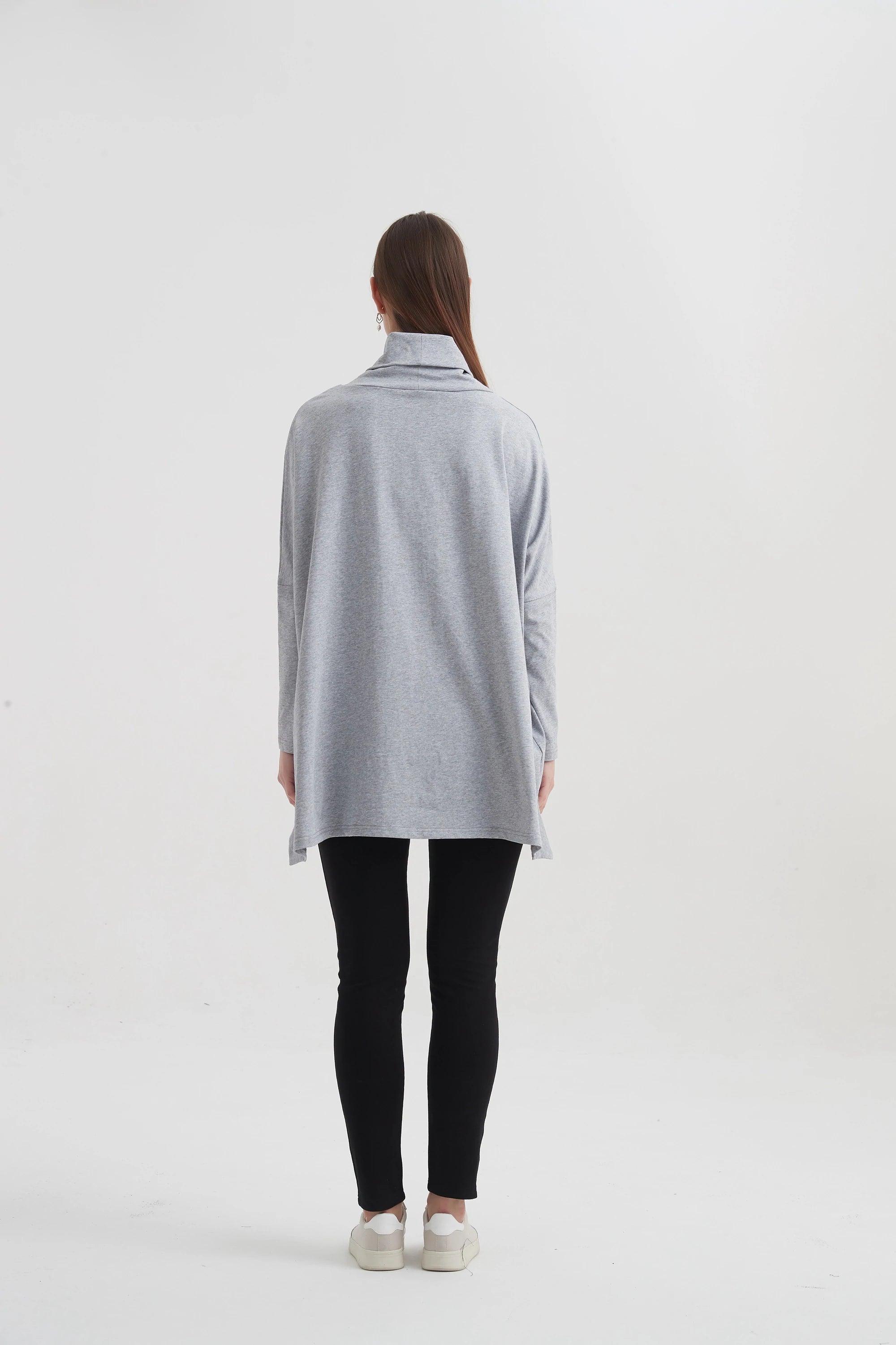 Boxy Pocket Top Grey Marle - Stylish Casual Women's Shirt for Everyday Wear & Layering